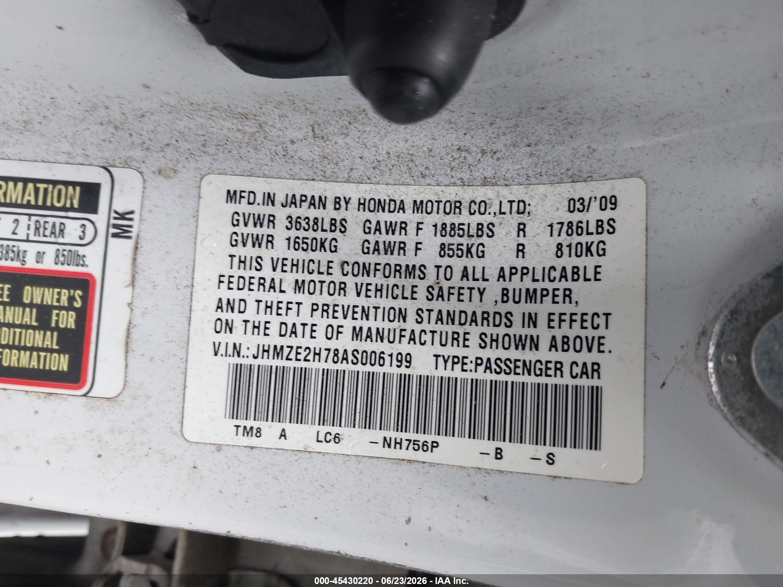 2010 Honda Insight Ex White vin: JHMZE2H78AS006199