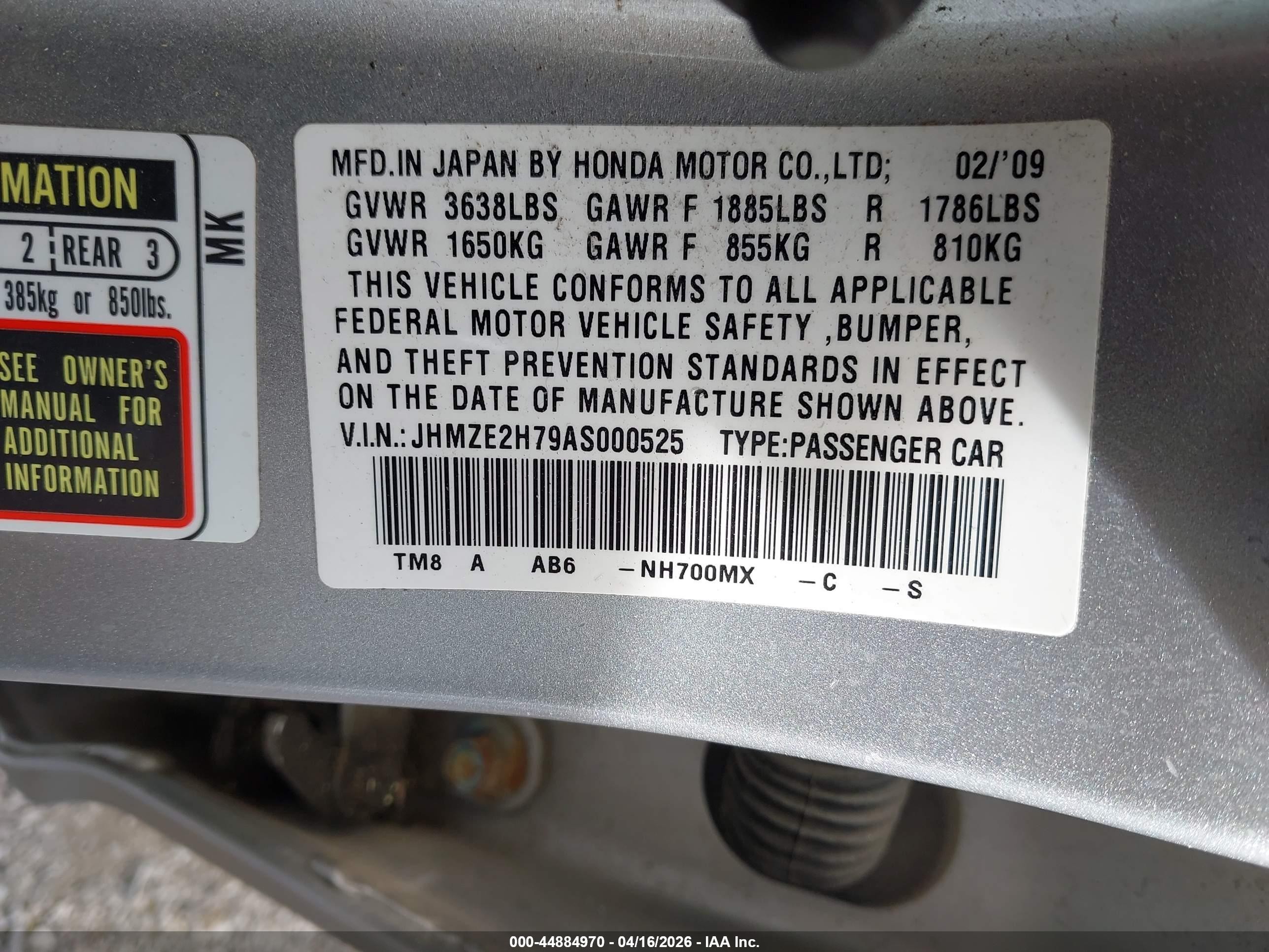 2010 Honda Insight Ex Silver vin: JHMZE2H79AS000525