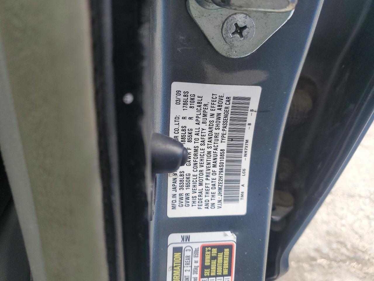 2010 Honda Insight Ex Charcoal vin: JHMZE2H79AS010858