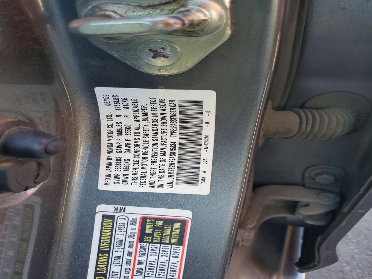 2010 Honda Insight Ex Charcoal vin: JHMZE2H79AS015834