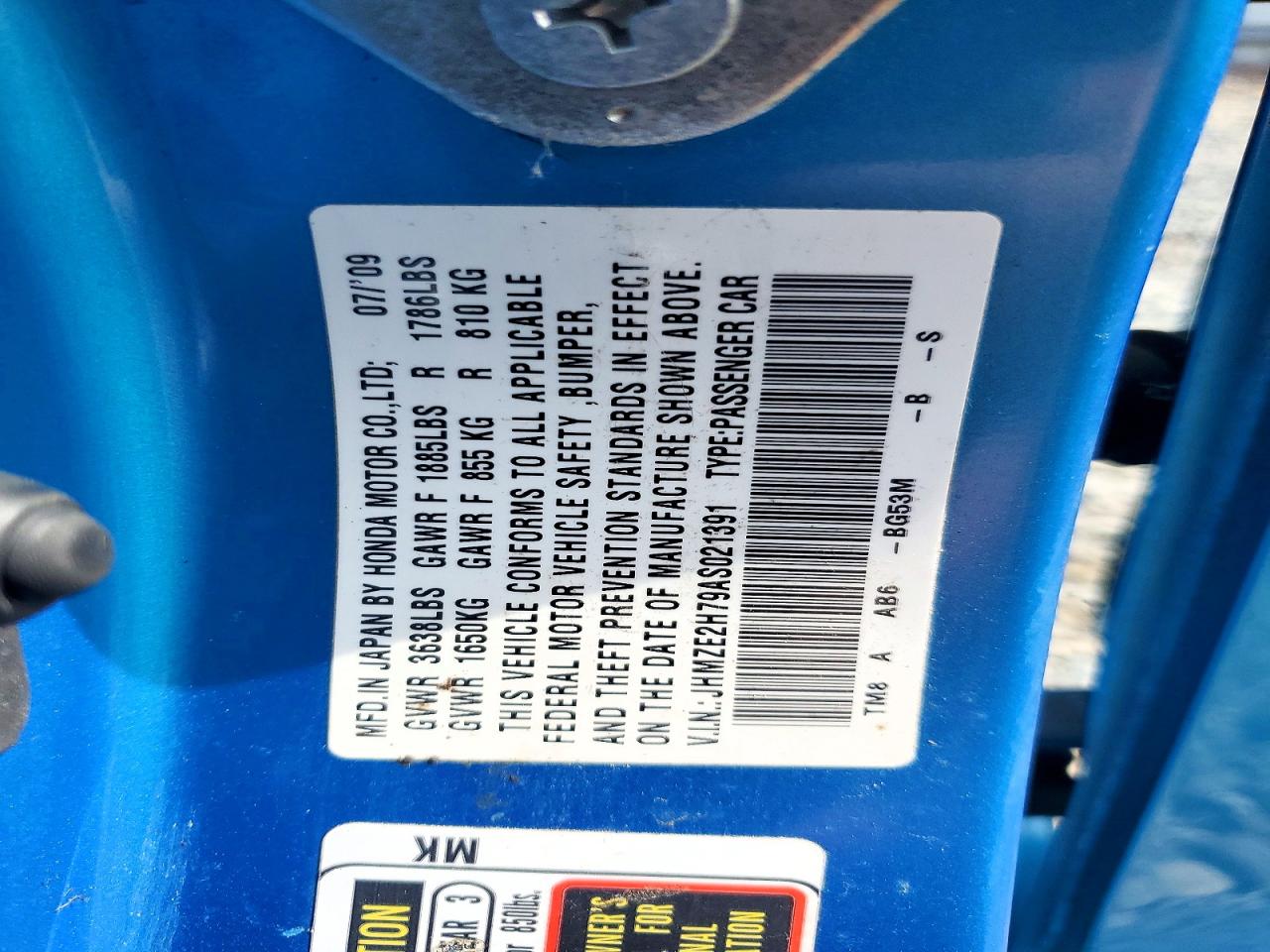 2010 Honda Insight Ex Blue vin: JHMZE2H79AS021391