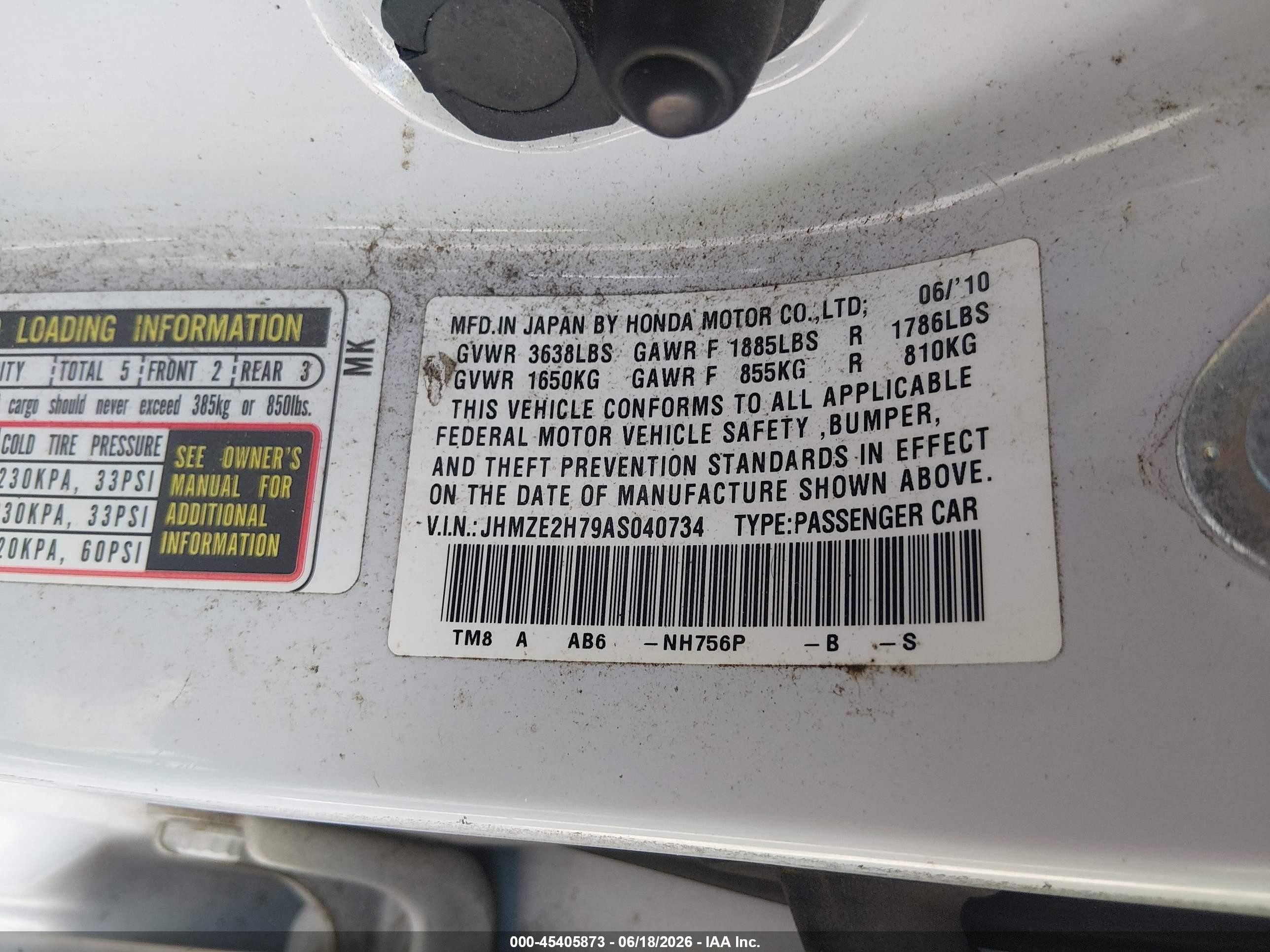 2010 Honda Insight Ex White vin: JHMZE2H79AS040734