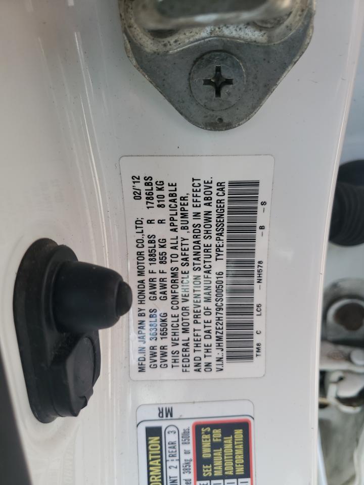 2012 Honda Insight Ex White vin: JHMZE2H79CS005016