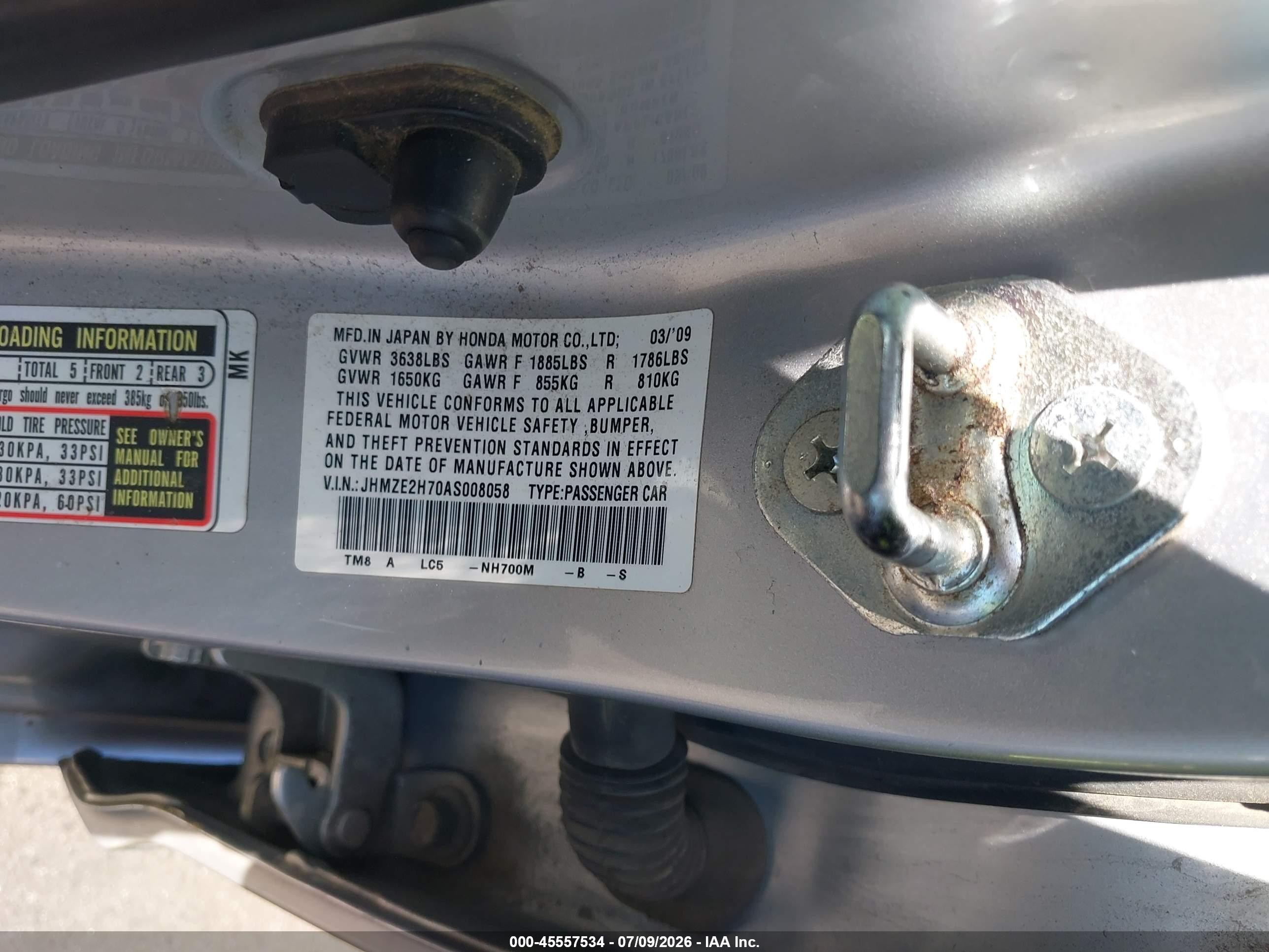 2010 Honda Insight Ex Silver vin: JHMZE2H7OAS008058