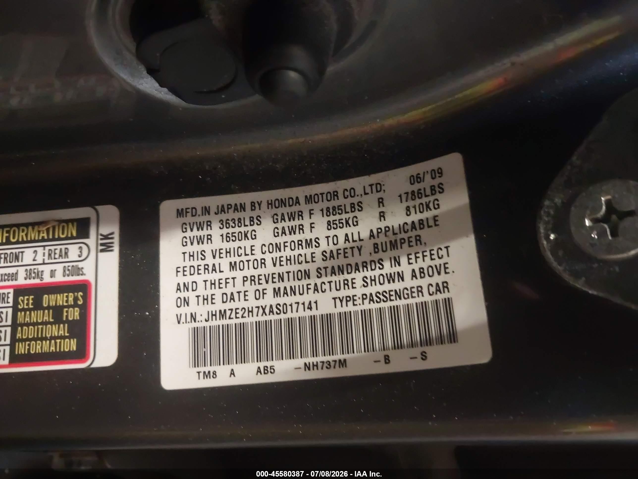 2010 Honda Insight Ex Gray vin: JHMZE2H7XAS017141