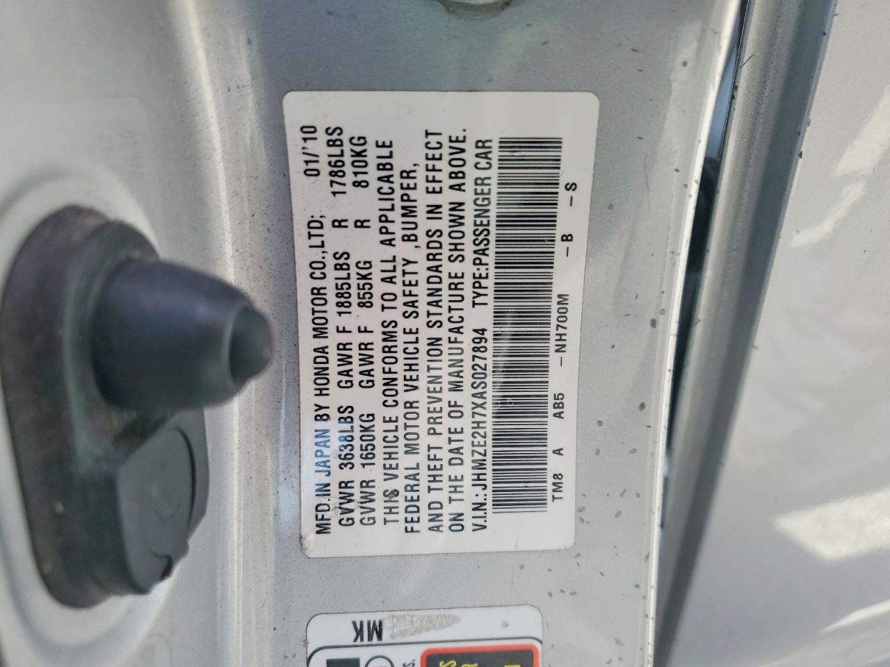 2010 Honda Insight Ex Silver vin: JHMZE2H7XAS027894