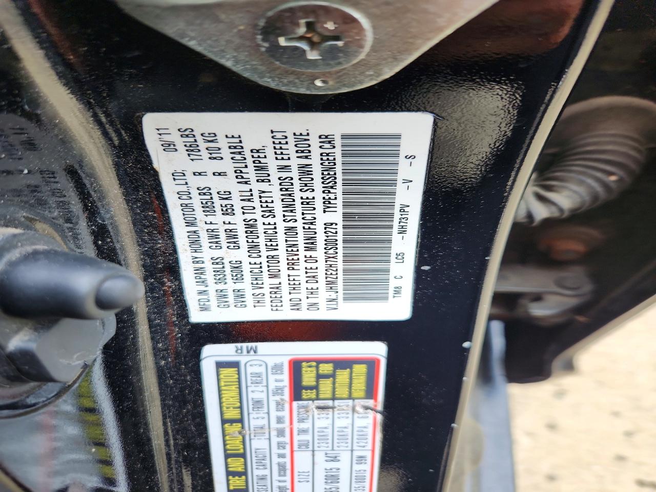 2012 Honda Insight Ex Черный vin: JHMZE2H7XCS001279