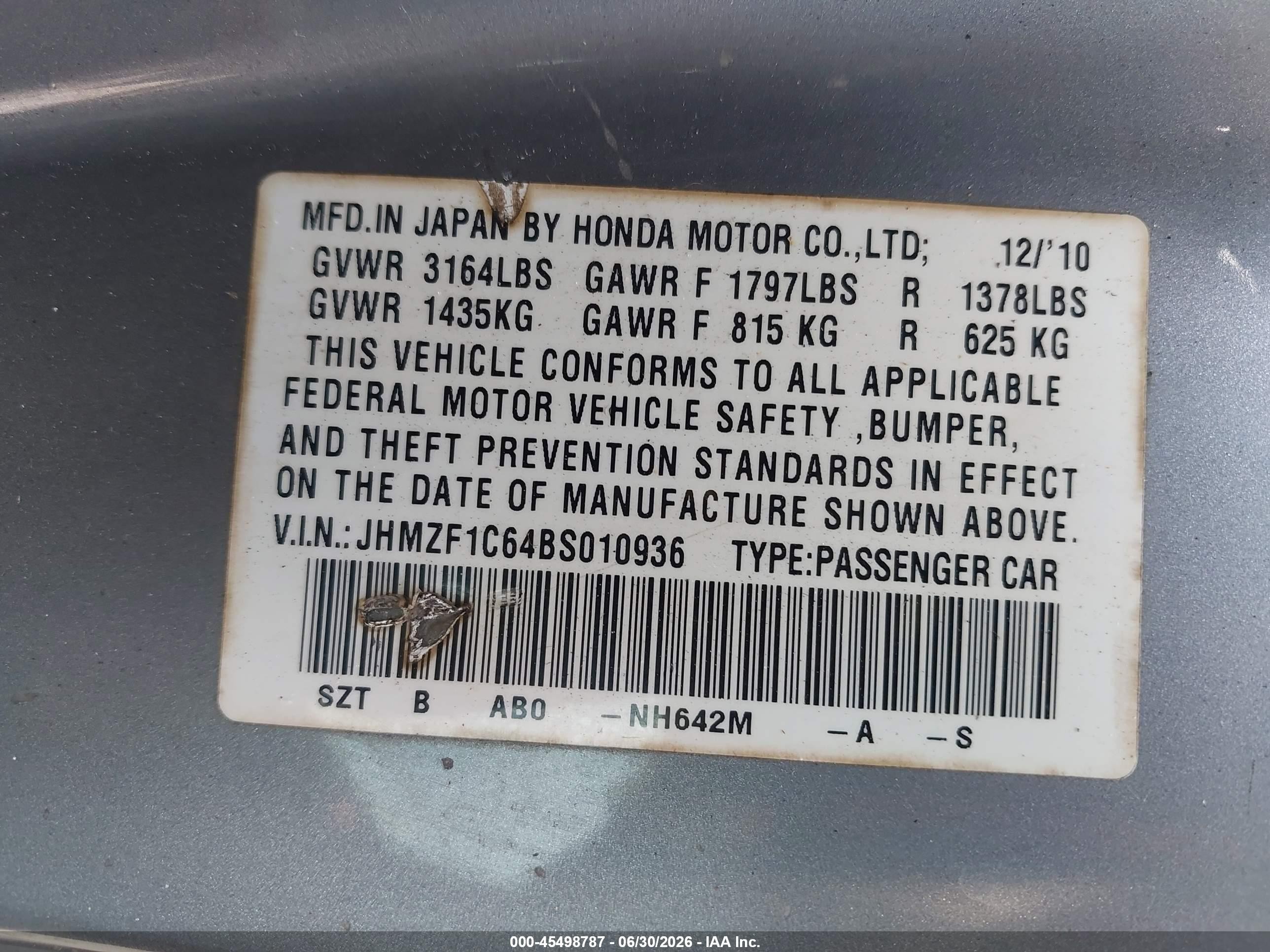 2011 Honda Cr-z Ex Silver vin: JHMZF1C64BS010936