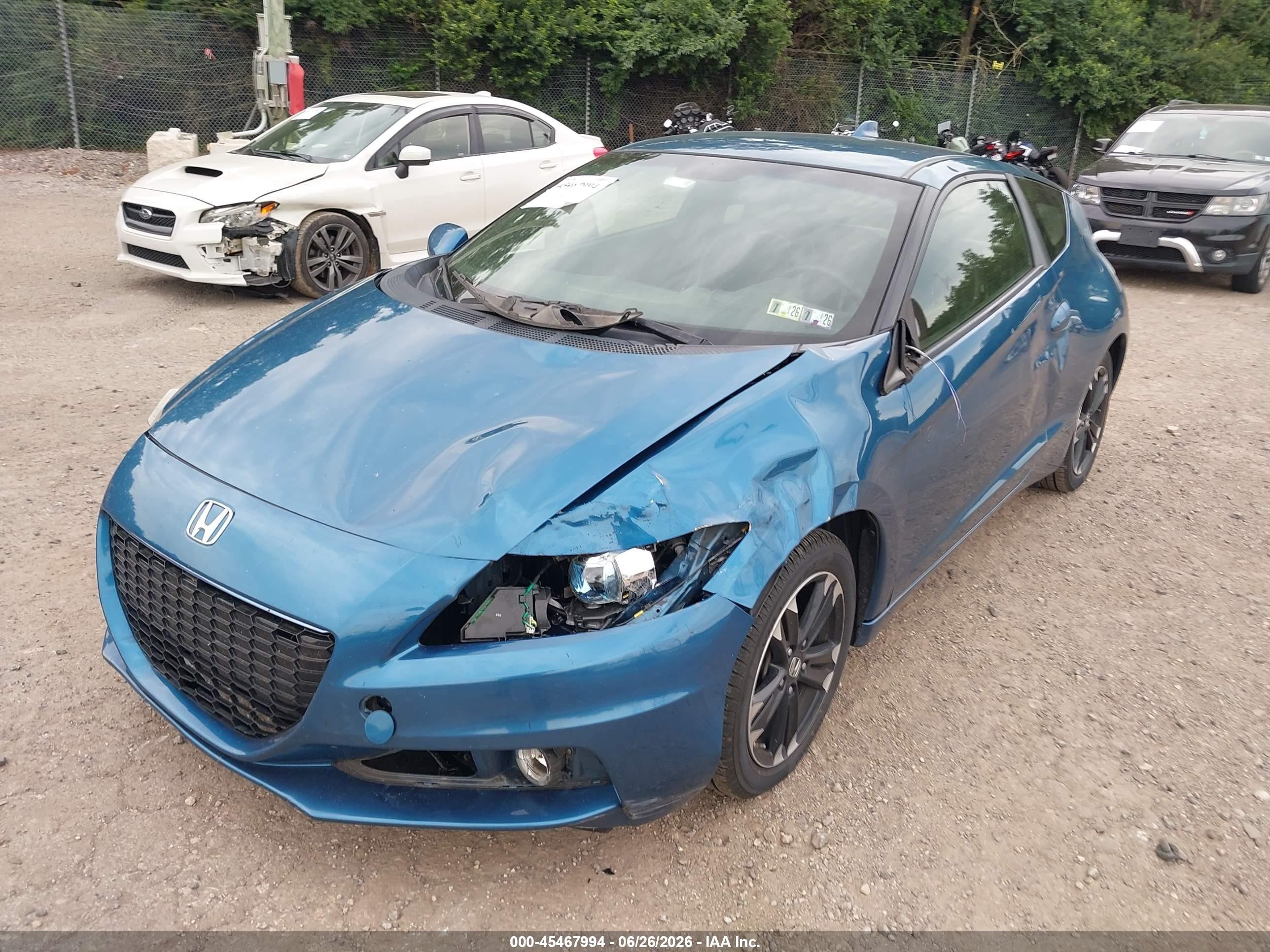 2015 Honda Cr-z Ex Blue vin: JHMZF1D63FS001603