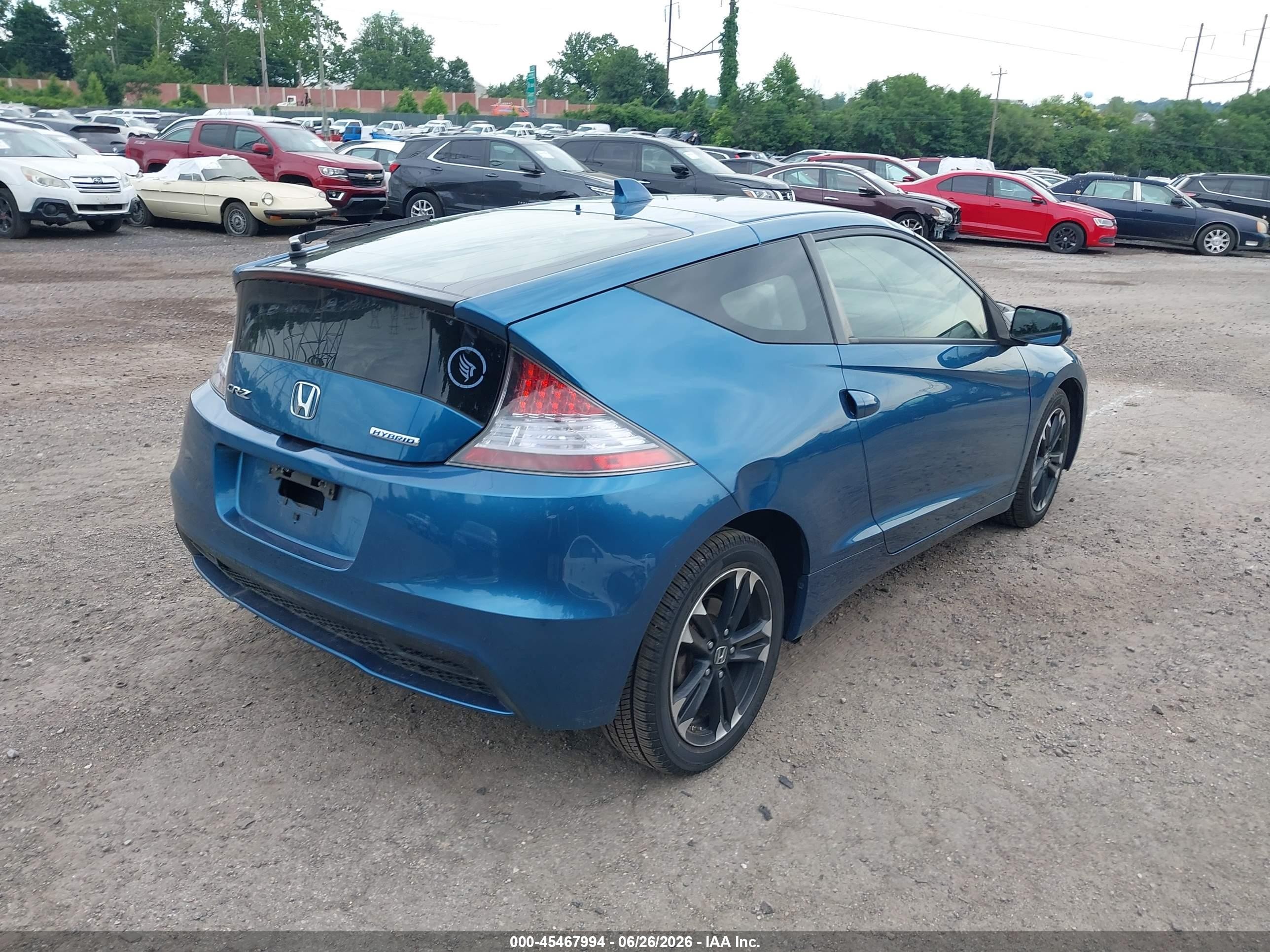 2015 Honda Cr-z Ex Blue vin: JHMZF1D63FS001603