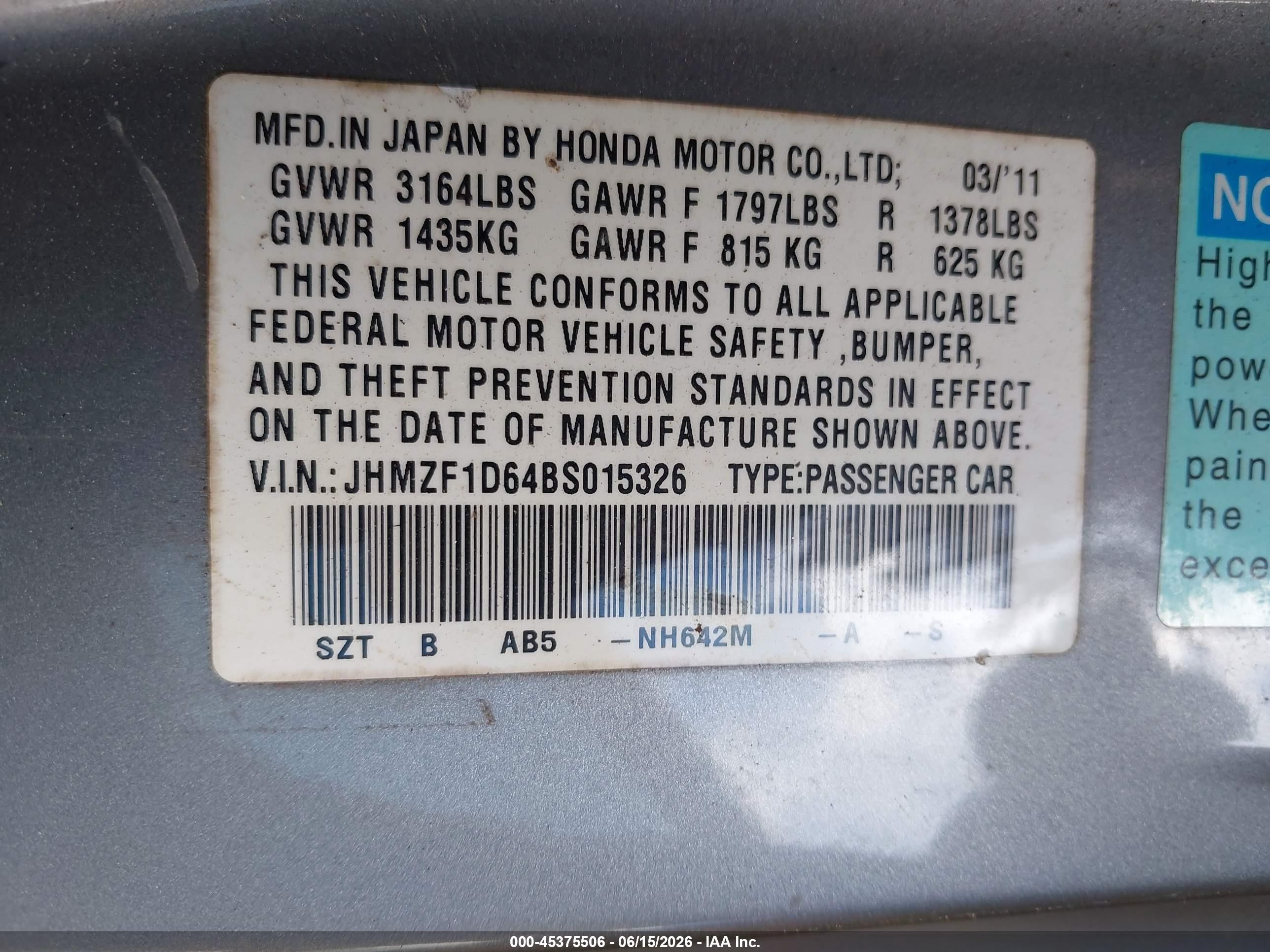 2011 Honda Cr-z Ex Silver vin: JHMZF1D64BS015326