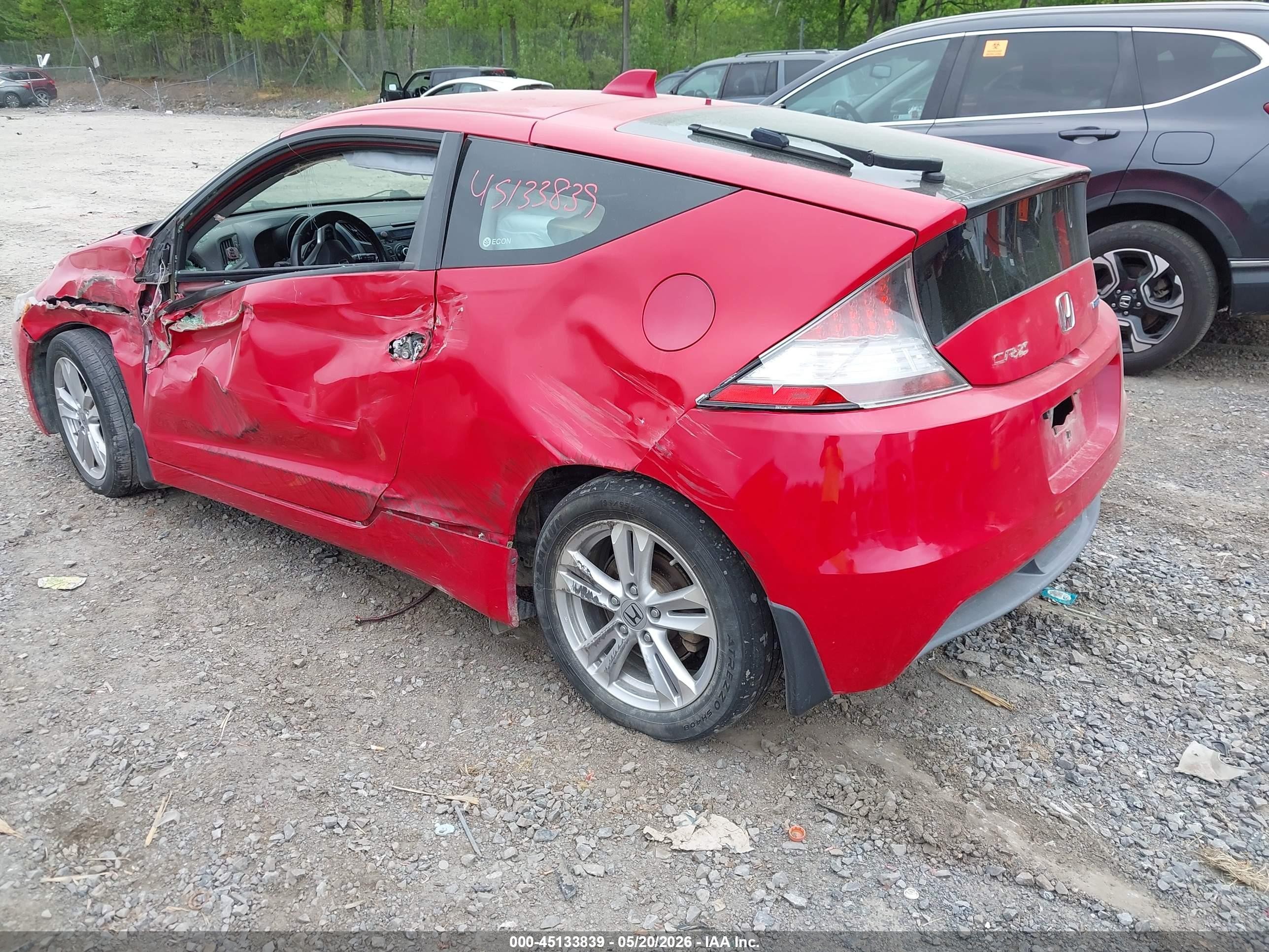 2012 Honda Cr-z Ex Red vin: JHMZF1D66CS002496