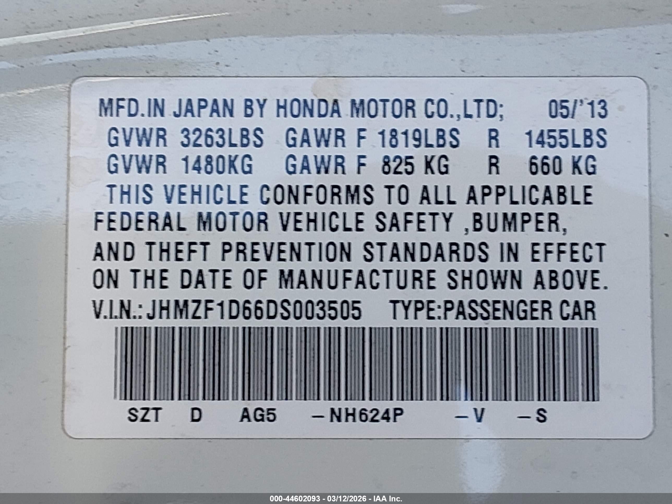 2013 Honda Cr-z Ex Белый vin: JHMZF1D66DS003505