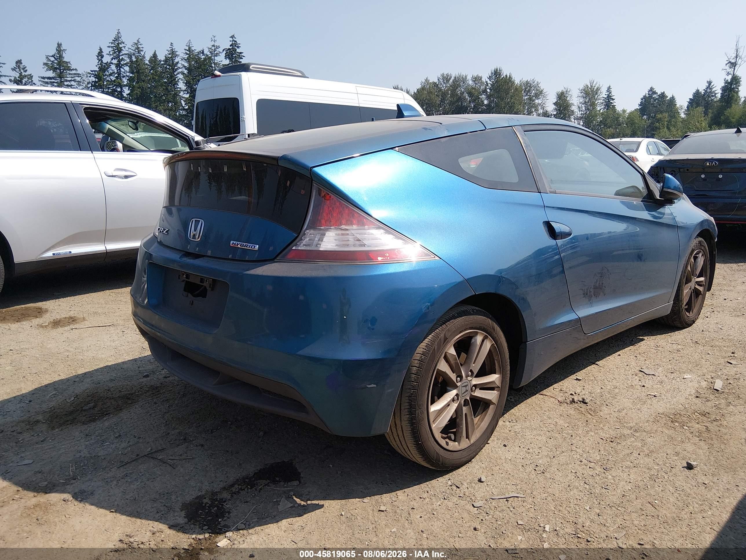 2012 Honda Cr-z Ex Blue vin: JHMZF1D69CS005151