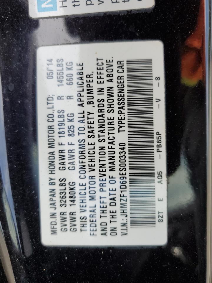 2014 Honda Cr-z Ex Black vin: JHMZF1D69ES003340