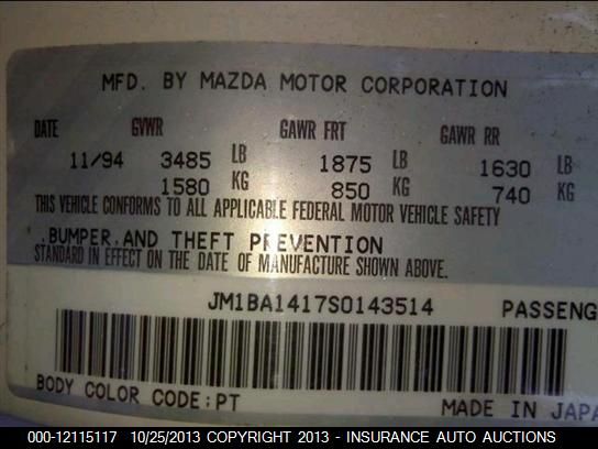 1995 Mazda Protege Dx vin: JM1BA1417S0143514