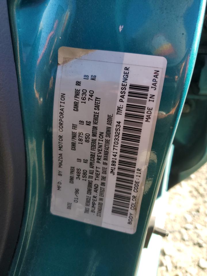 1996 Mazda Protege Dx Green vin: JM1BB1417T0332534
