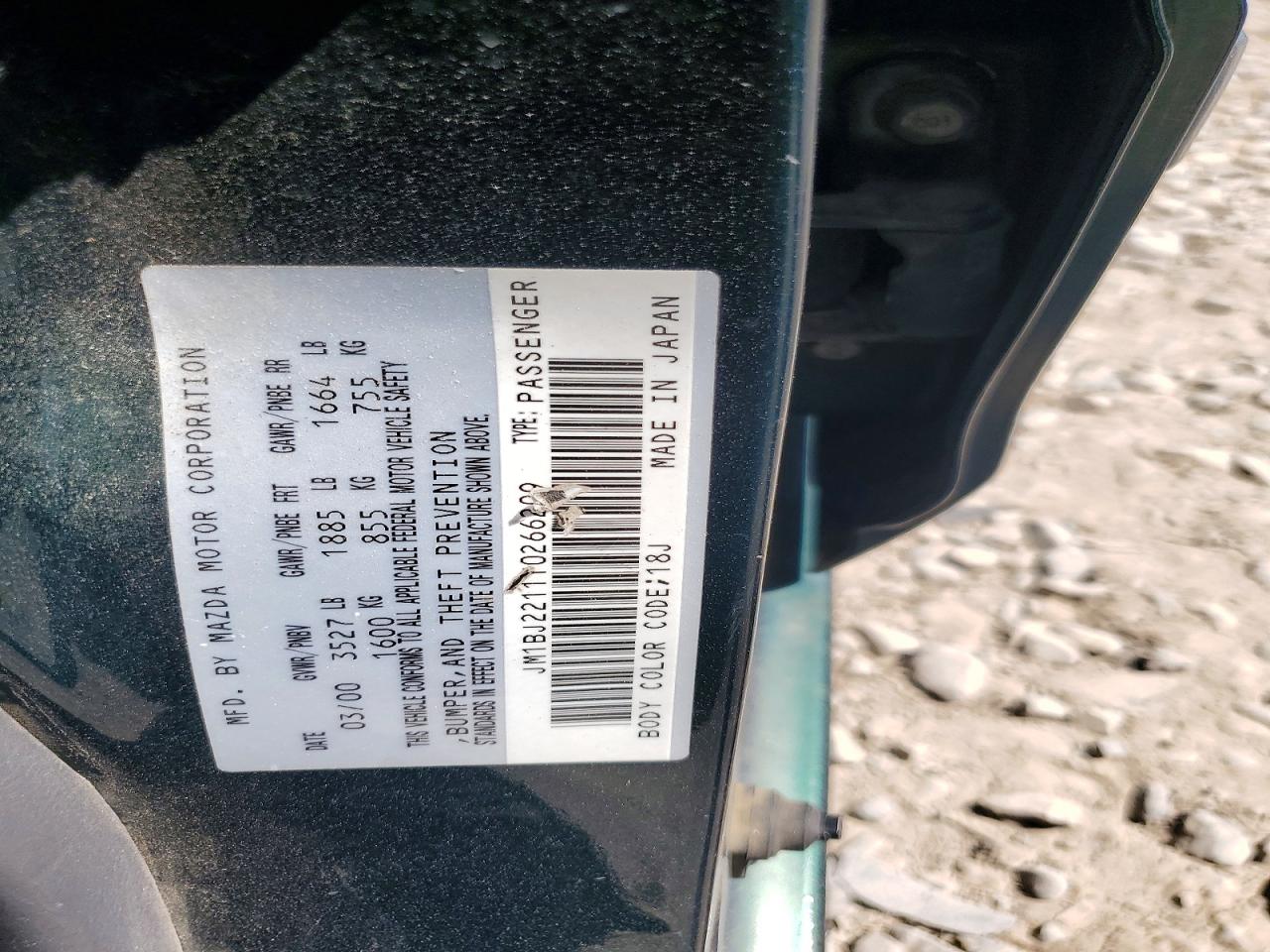 2000 Mazda Protege Es Green vin: JM1BJ2211Y0266209