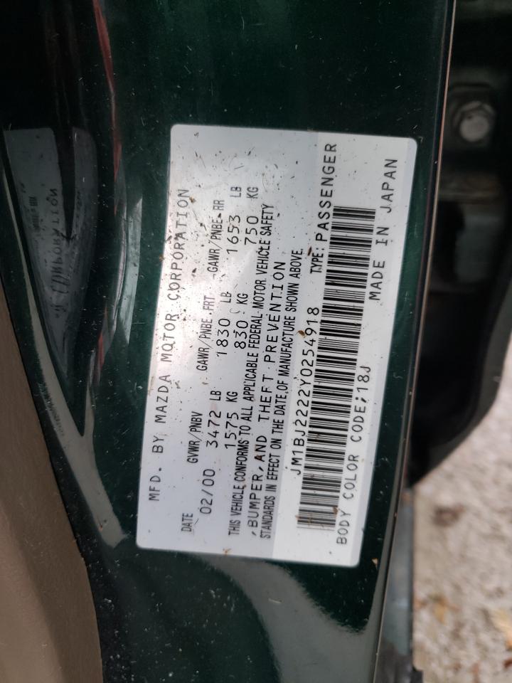 JM1BJ2222Y0254918 — 2000 MAZDA PROTEGE History & VIN | AutoHelperBot