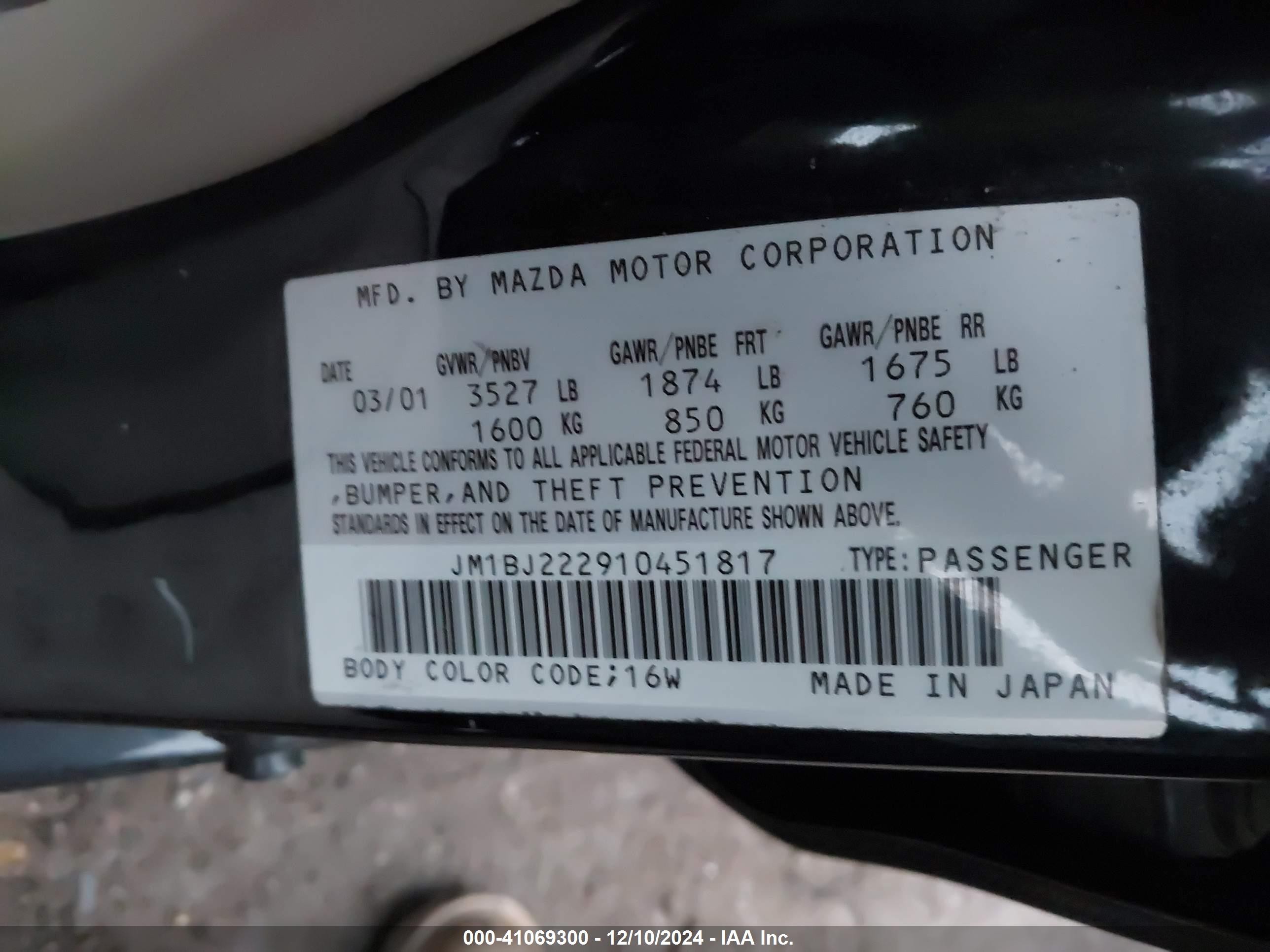 Price & History 2001 Mazda Protege Dx/lx 1.6l I-4 Dohc, 103hp vin