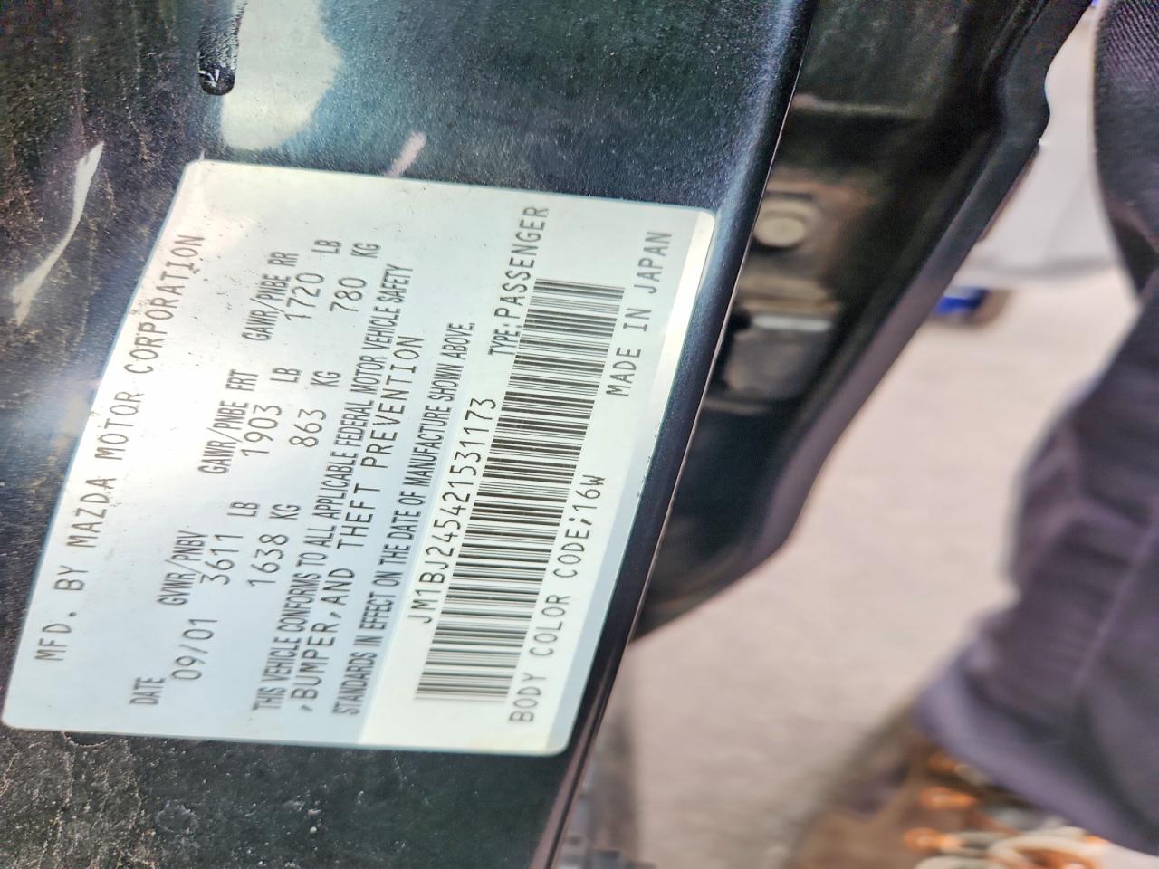 2002 Mazda Protege Pr5 Черный vin: JM1BJ245421531173