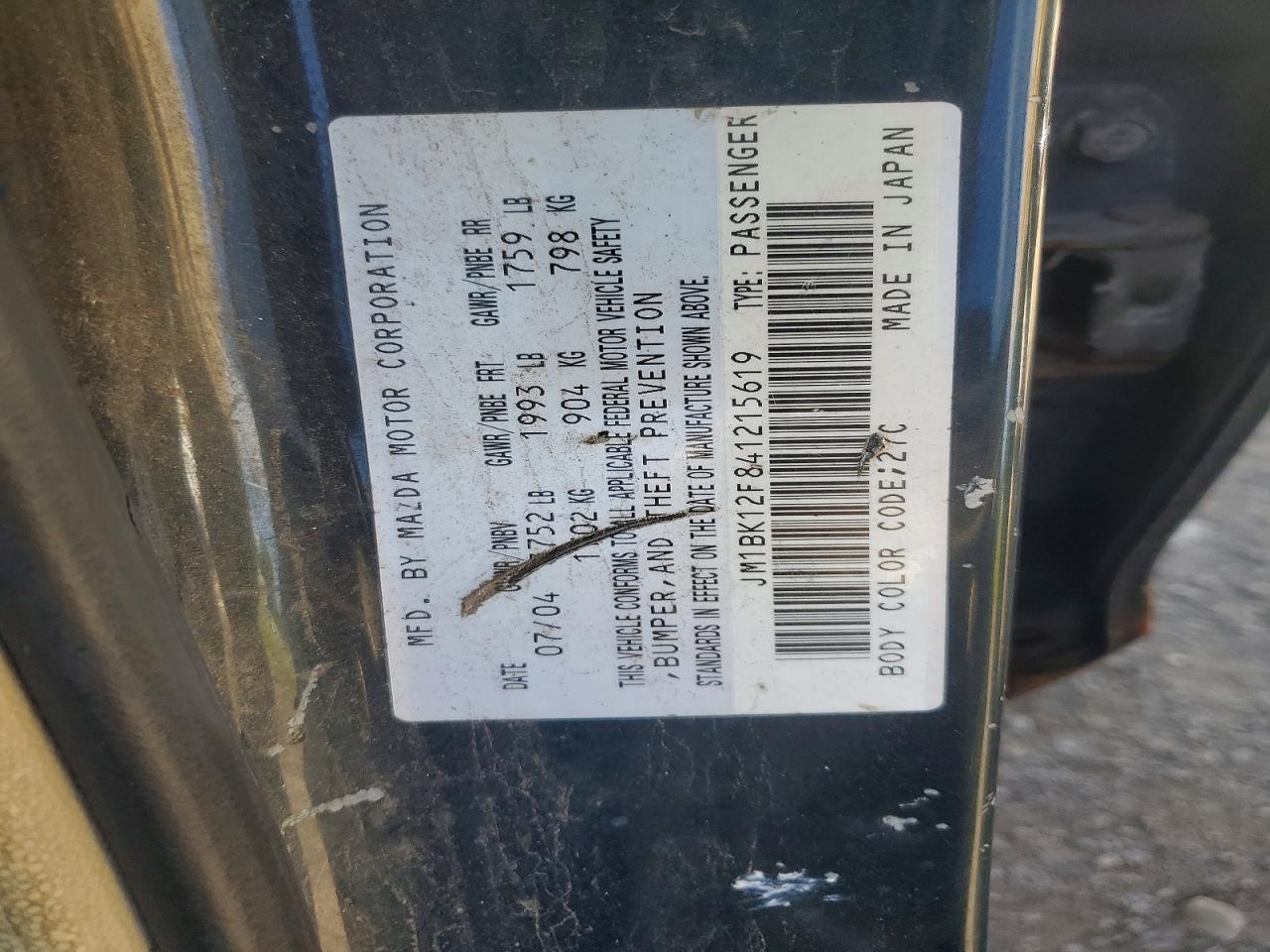 2004 Mazda 3 I Черный vin: JM1BK12F841215619
