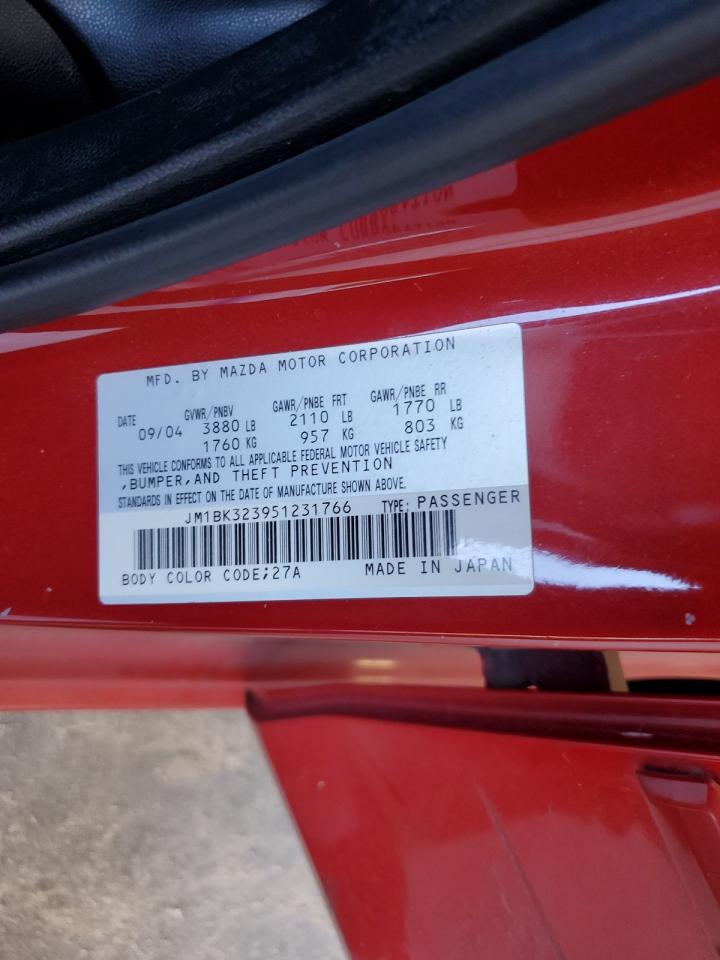 2005 Mazda 3 S Red vin: JM1BK323951231766