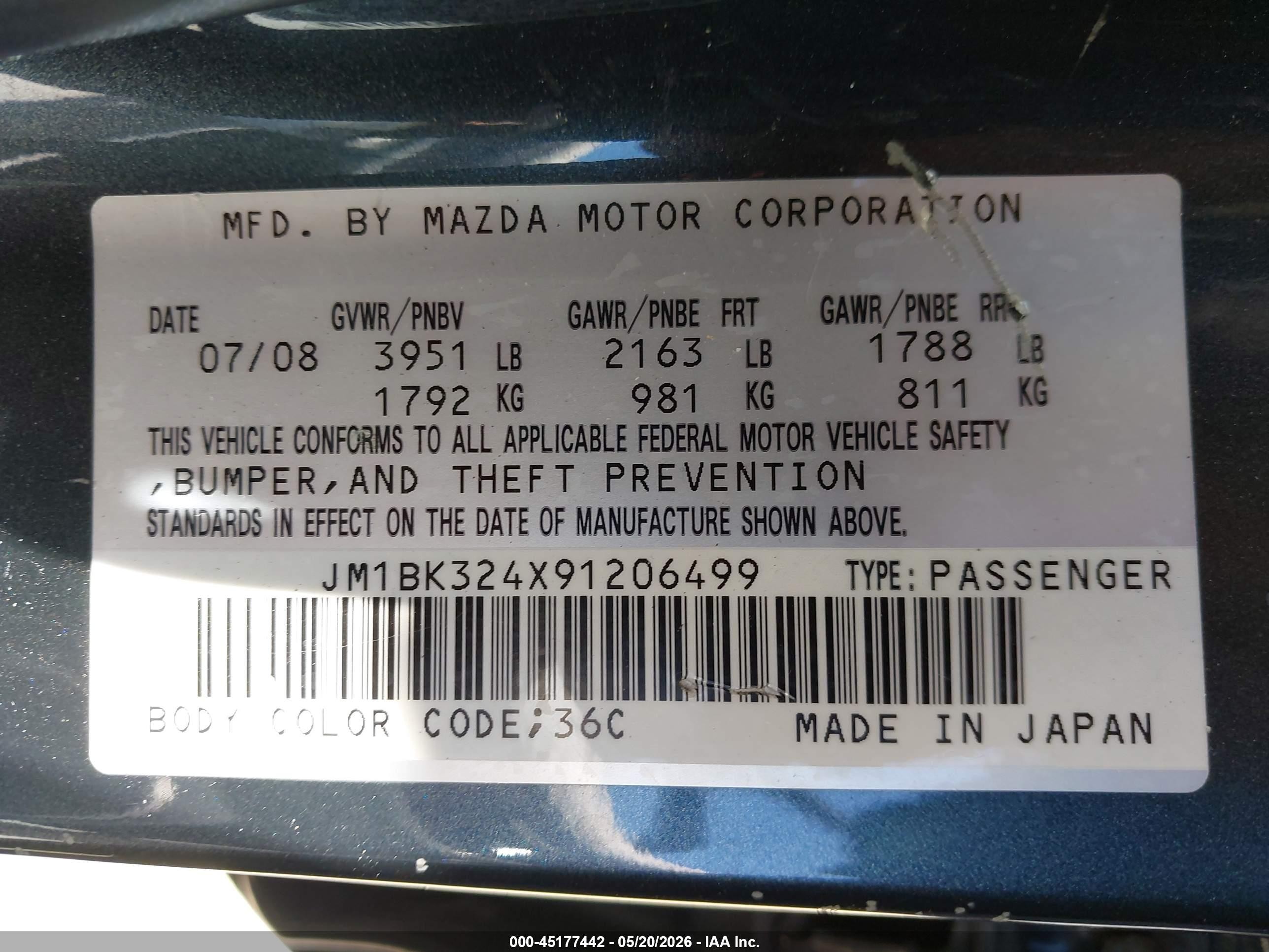 2009 Mazda Mazda3 S Touring Gray vin: JM1BK324X91206499