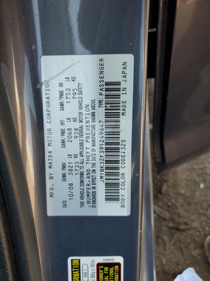 2009 Mazda 3 I Gray vin: JM1BK32F391249647