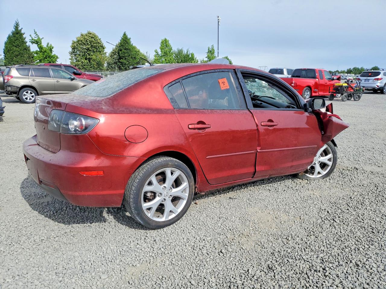 2008 Mazda 3 I Maroon vin: JM1BK32F481174326
