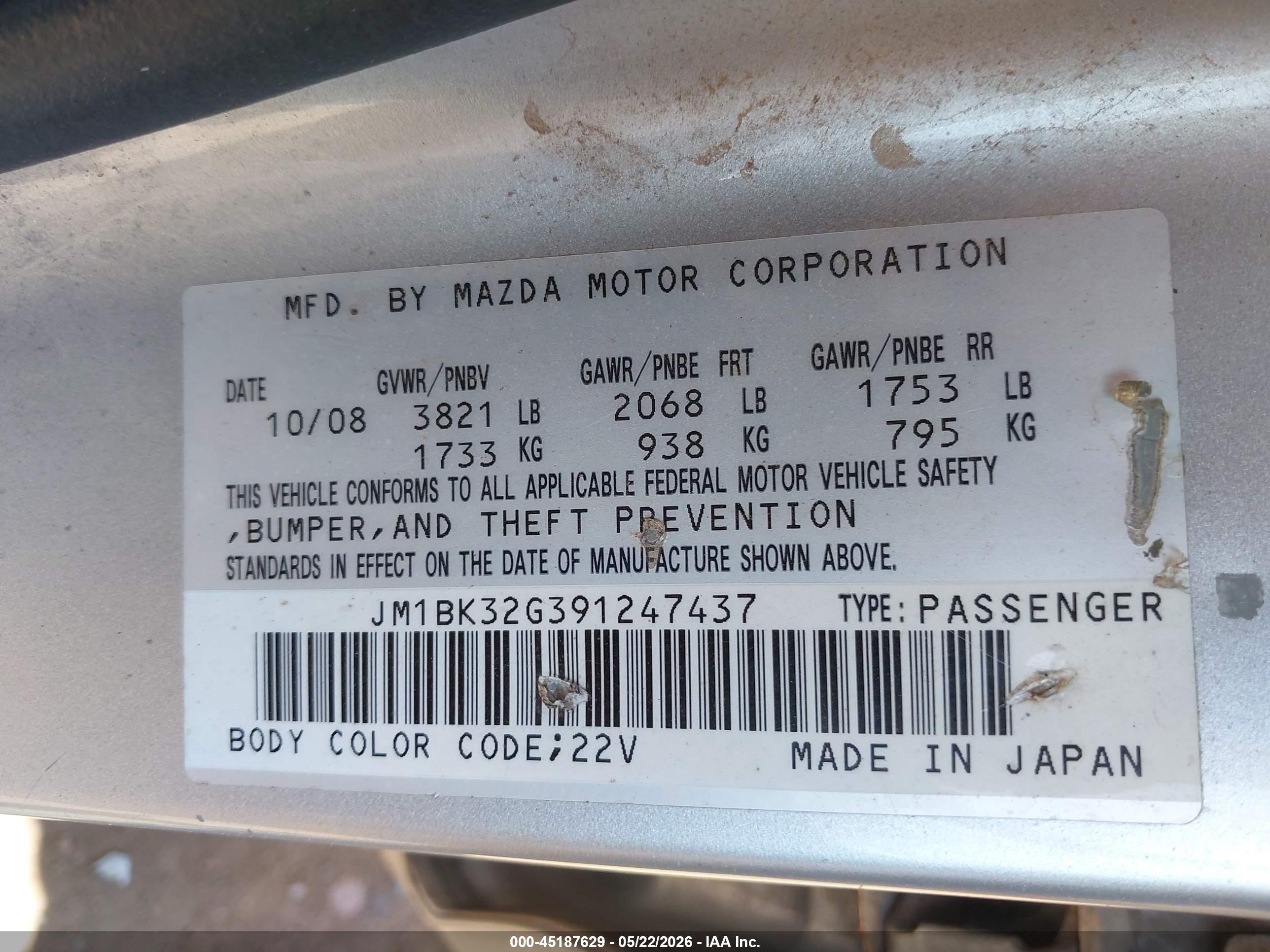 2009 Mazda Mazda3 I Silver vin: JM1BK32G391247437