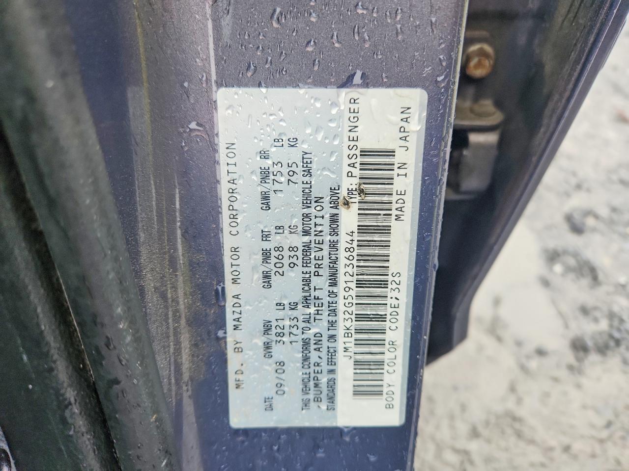 2009 Mazda 3 I Gray vin: JM1BK32G591236844