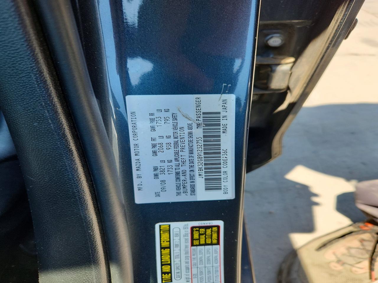 2009 Mazda 3 I Серый vin: JM1BK32G891232755