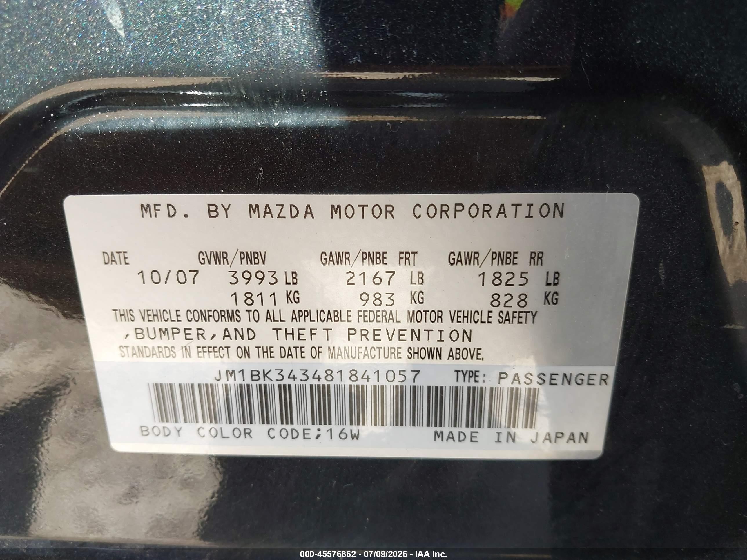 2008 Mazda Mazda3 S Grand Touring Black vin: JM1BK343481841057