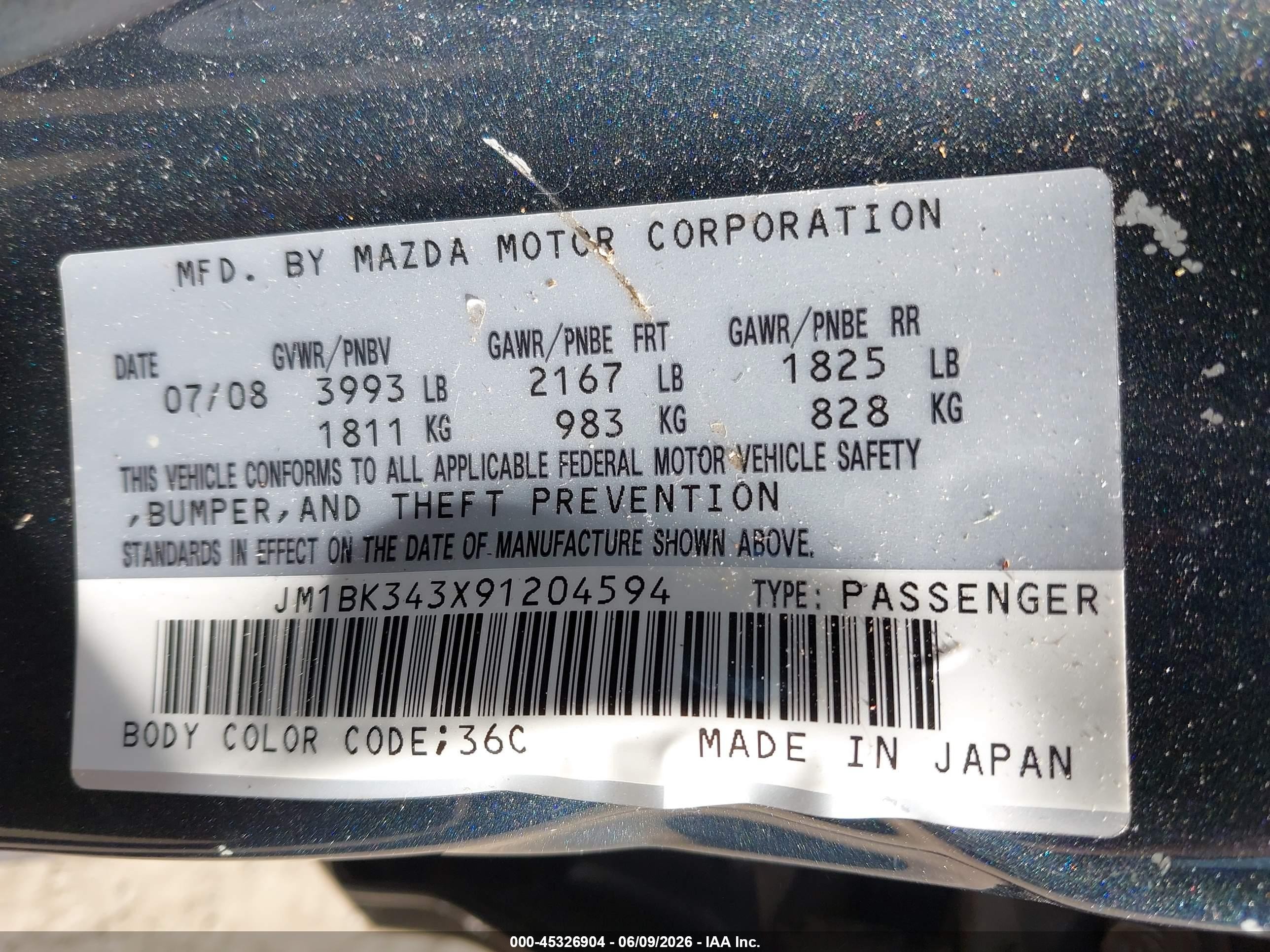 2009 Mazda Mazda3 S Grand Touring Серый vin: JM1BK343X91204594