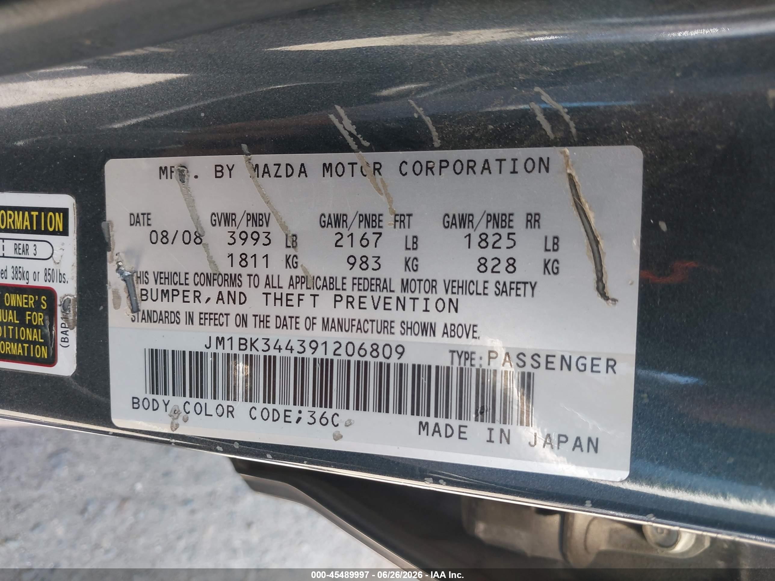 2009 Mazda Mazda3 S Sport Gray vin: JM1BK344391206809