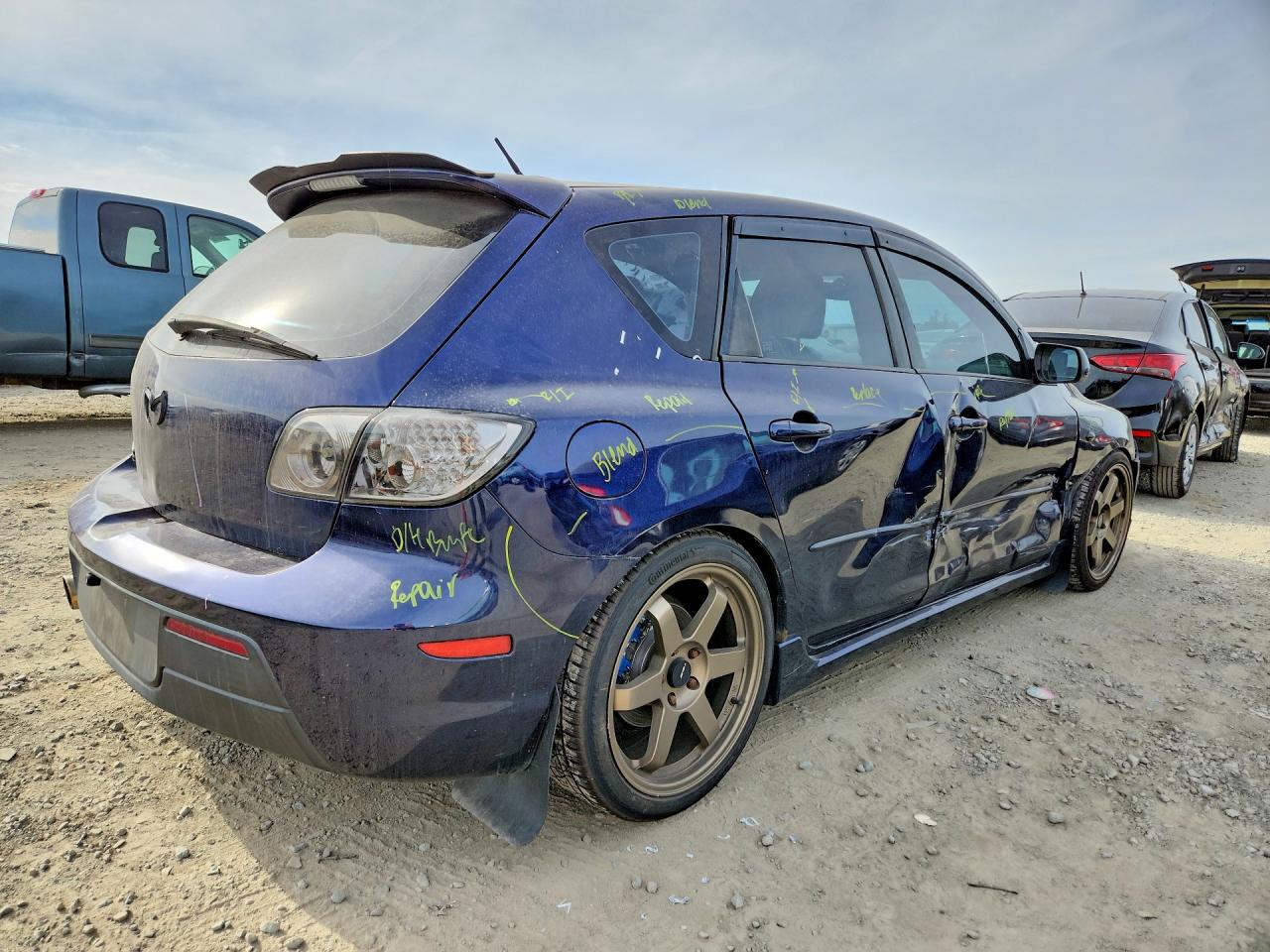 2008 Mazda 3 Hatchback Blue vin: JM1BK344881154298