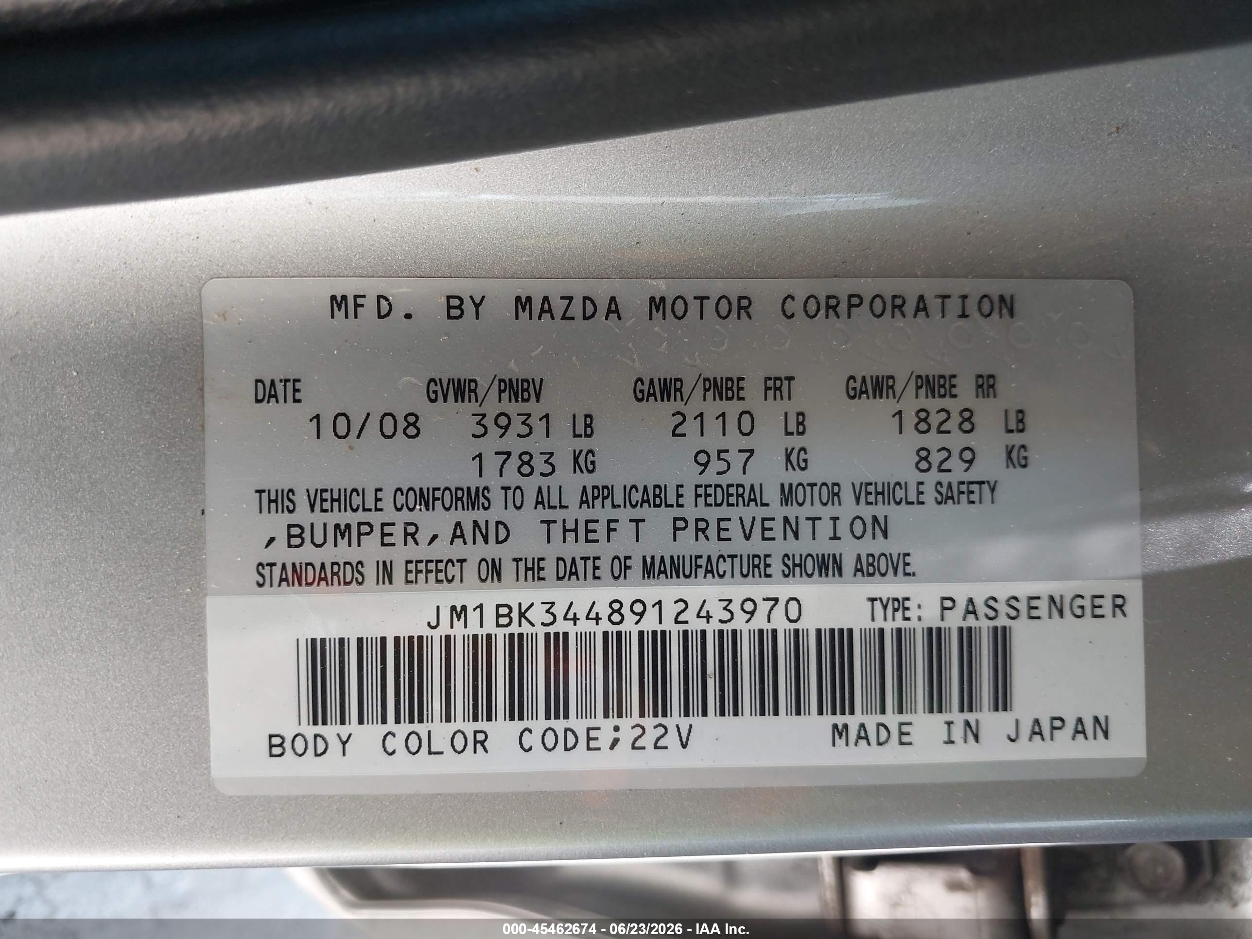 2009 Mazda Mazda3 S Sport Silver vin: JM1BK344891243970
