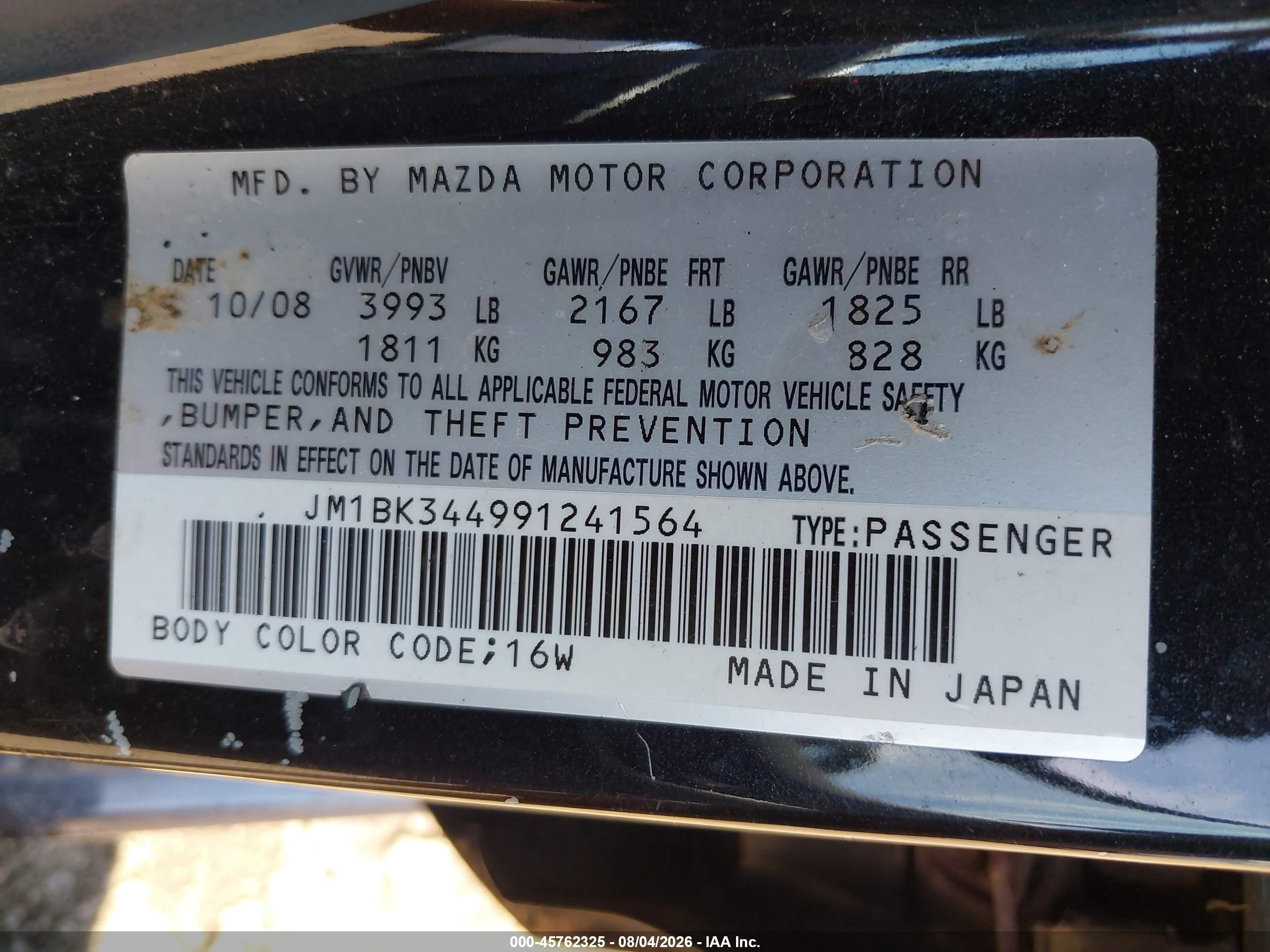 2009 Mazda Mazda3 S Grand Touring Black vin: JM1BK344991241564