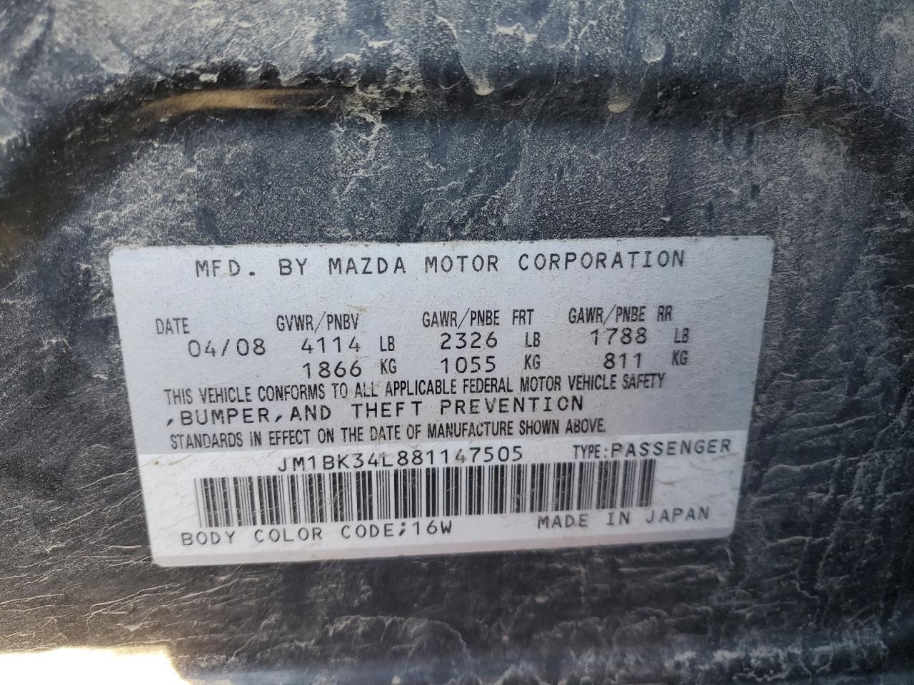 2008 Mazda Speed 3 Black vin: JM1BK34L881147505