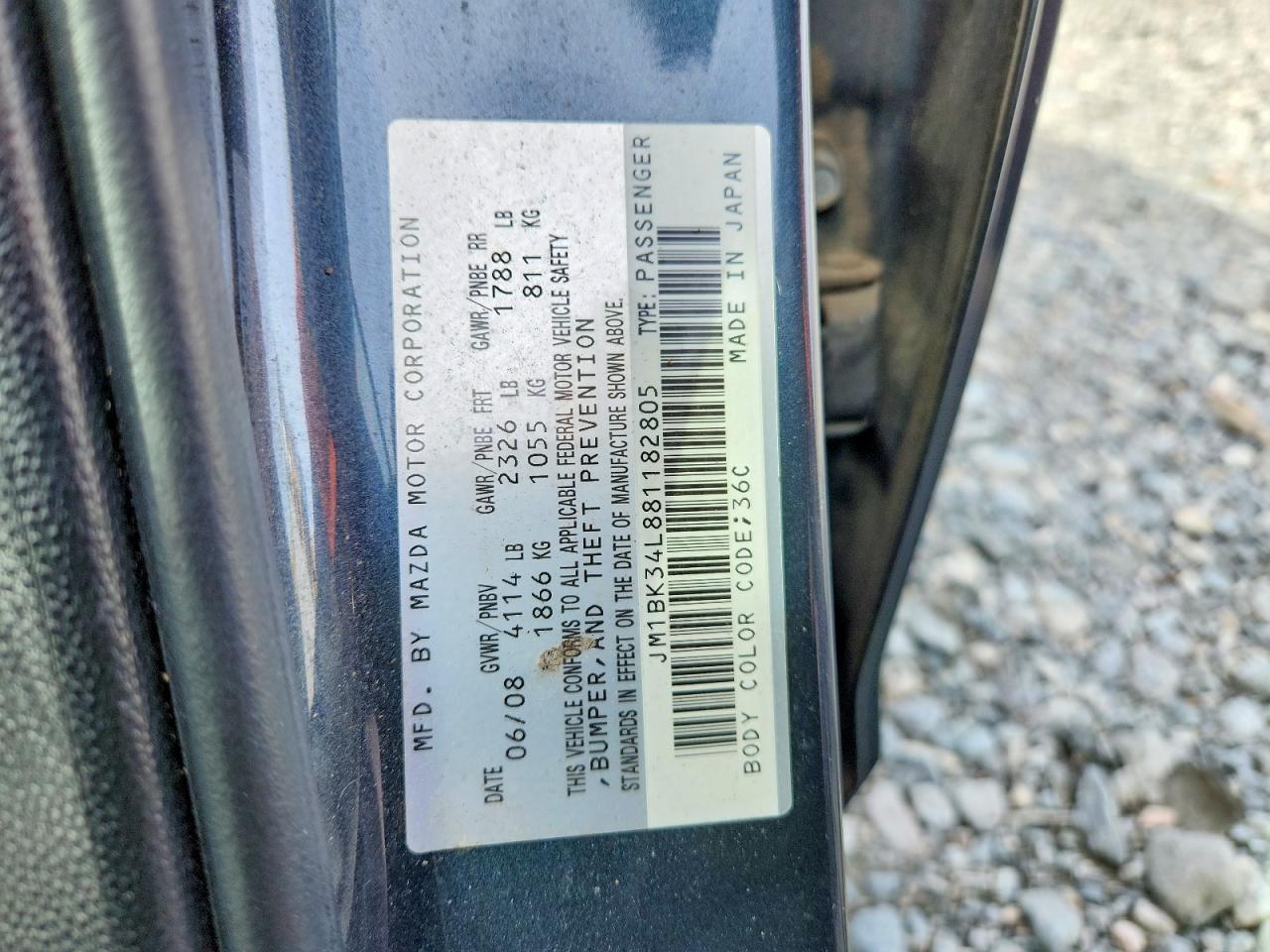 2008 Mazda Speed 3 Charcoal vin: JM1BK34L881182805