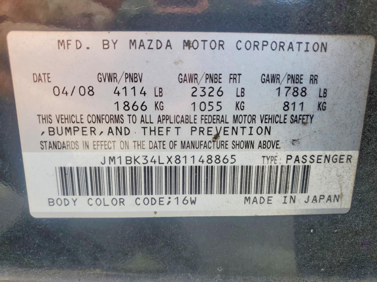 2008 Mazda Speed 3 Black vin: JM1BK34LX81148865