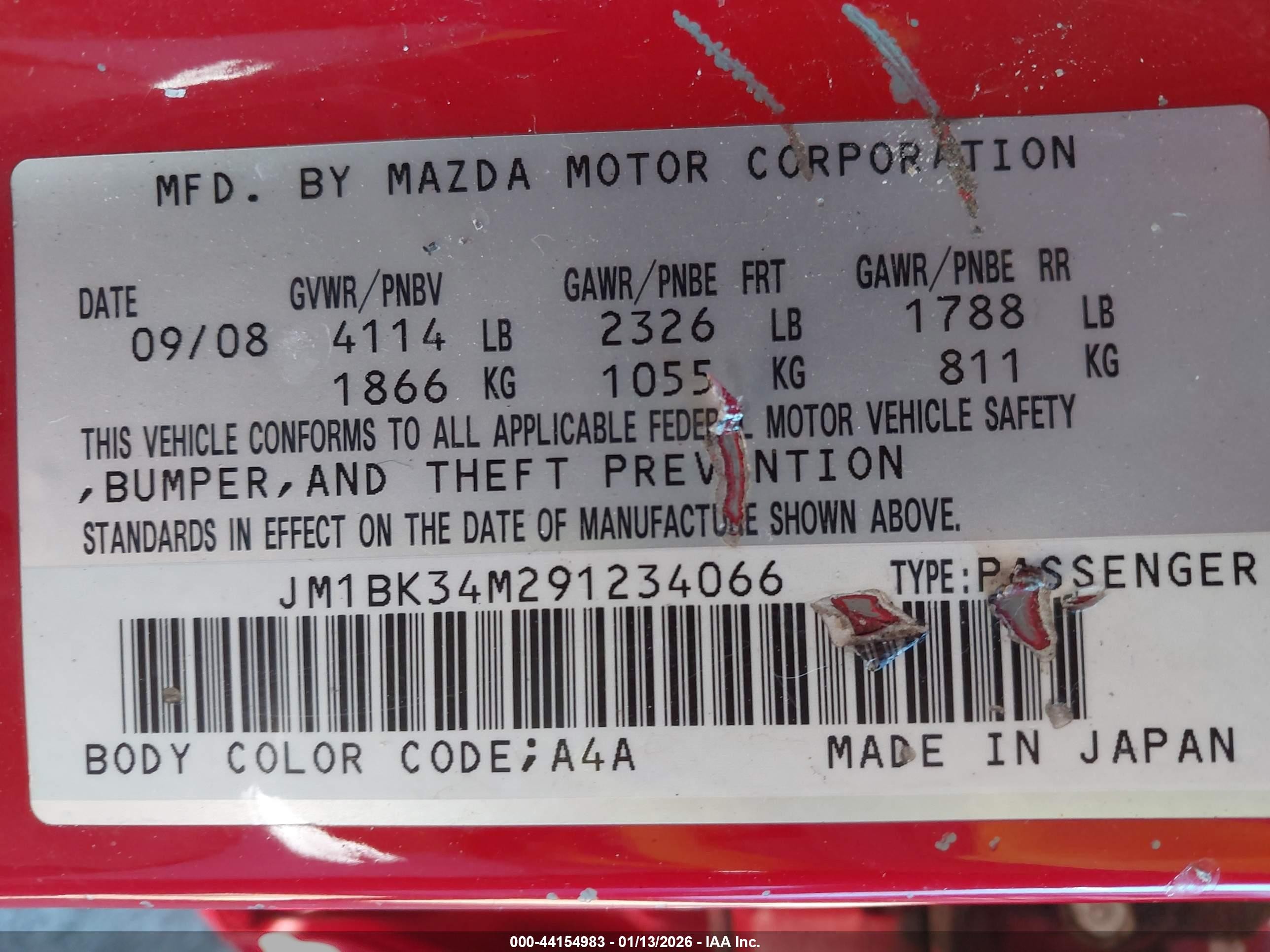 2009 Mazda Mazdaspeed3 Grand Touring Red vin: JM1BK34M291234066