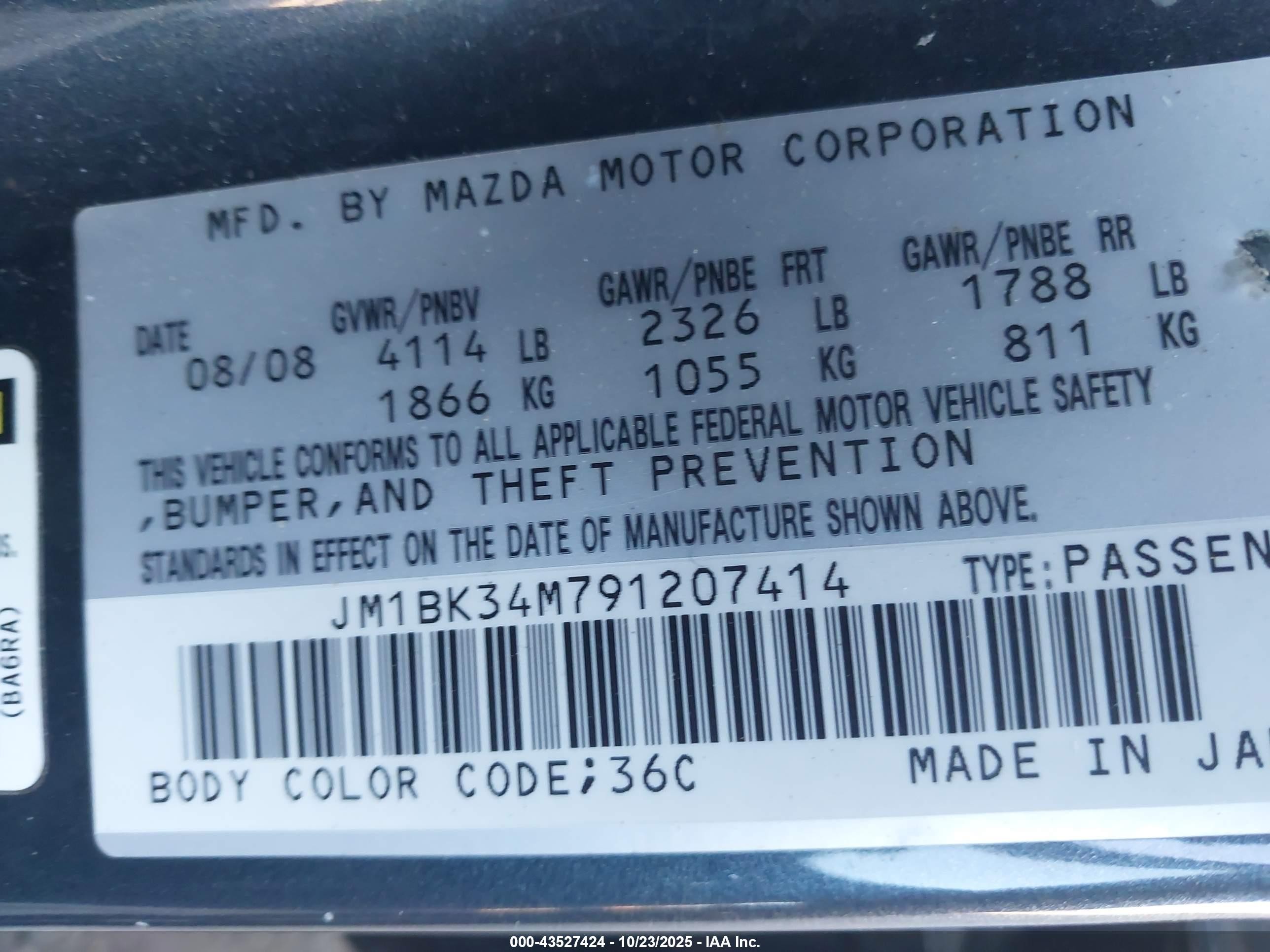 2009 Mazda Mazdaspeed3 Grand Touring Gray vin: JM1BK34M791207414