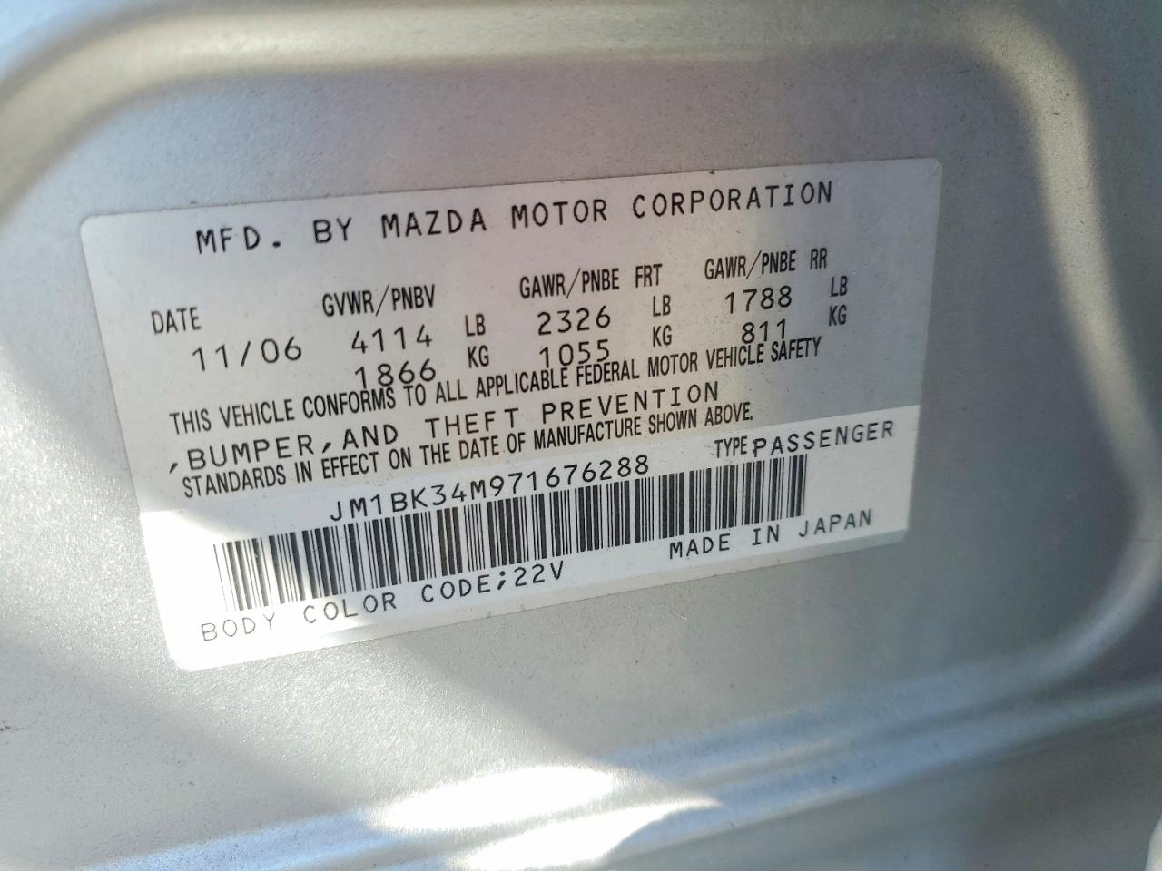 2007 Mazda Speed 3 Silver vin: JM1BK34M971676288