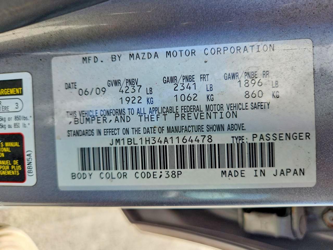 2010 Mazda Speed 3 Silver vin: JM1BL1H34A1164478