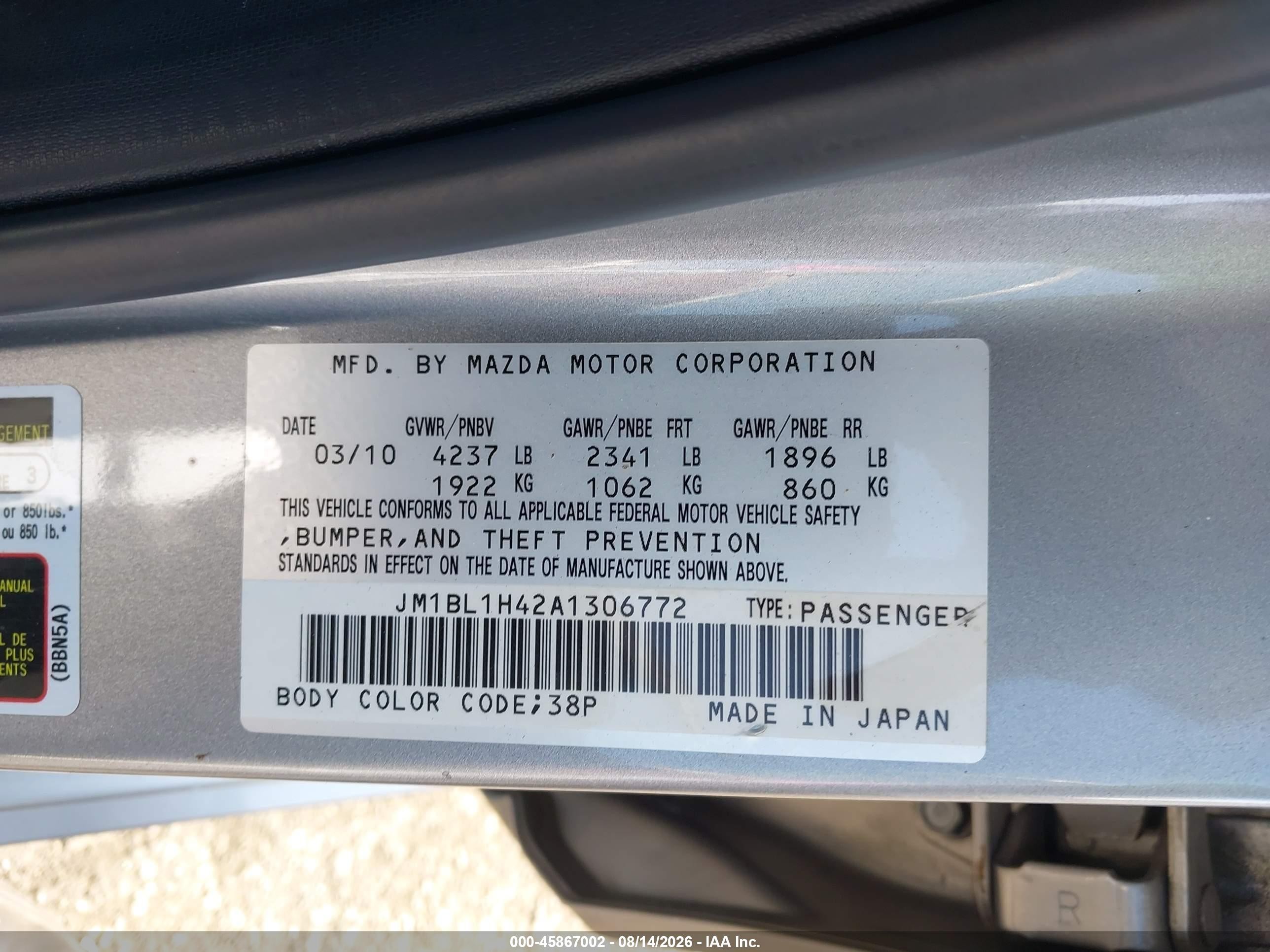 2010 Mazda Mazdaspeed3 Sport Silver vin: JM1BL1H42A1306772