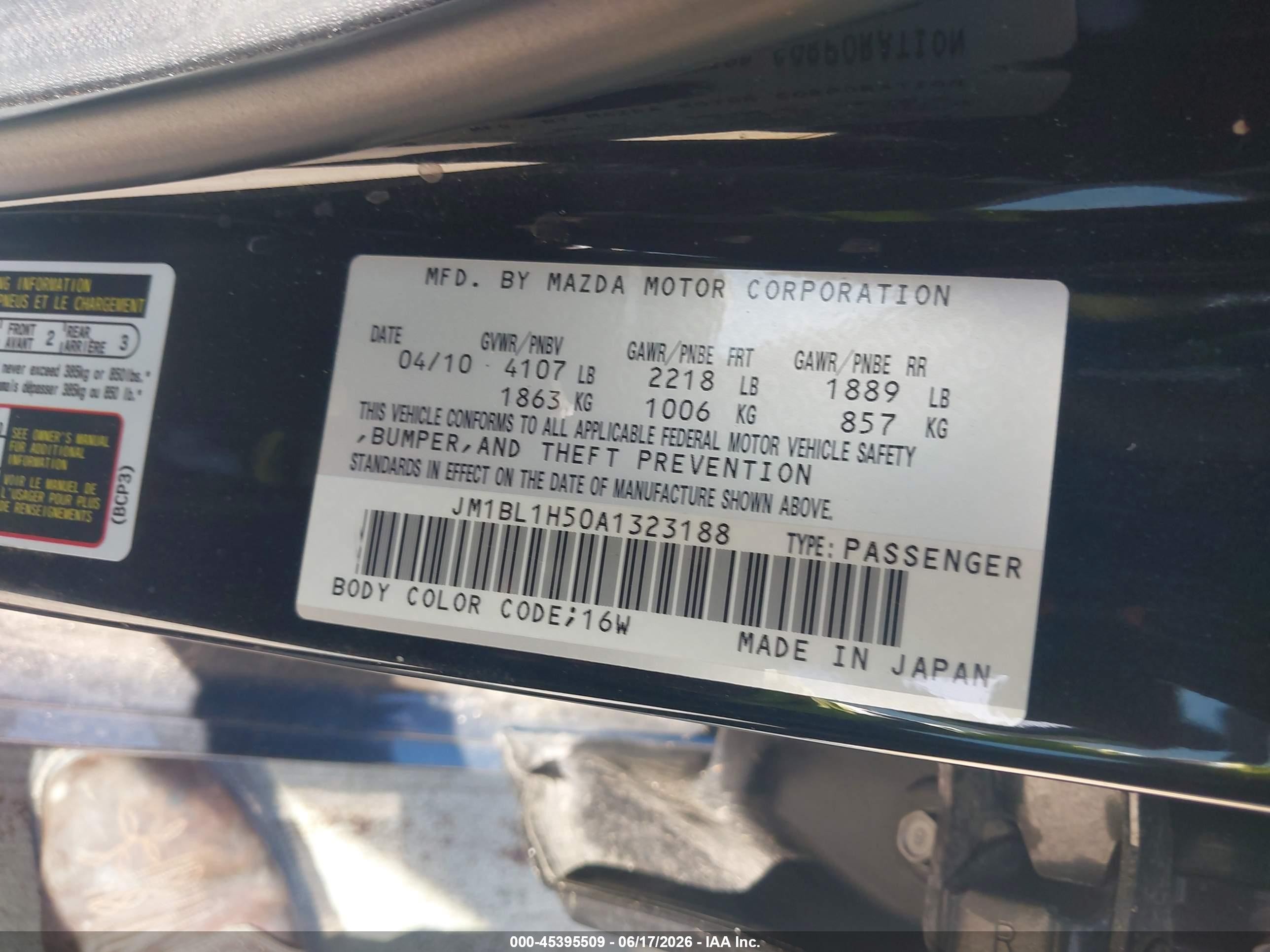 2010 Mazda Mazda3 S Sport Black vin: JM1BL1H50A1323188