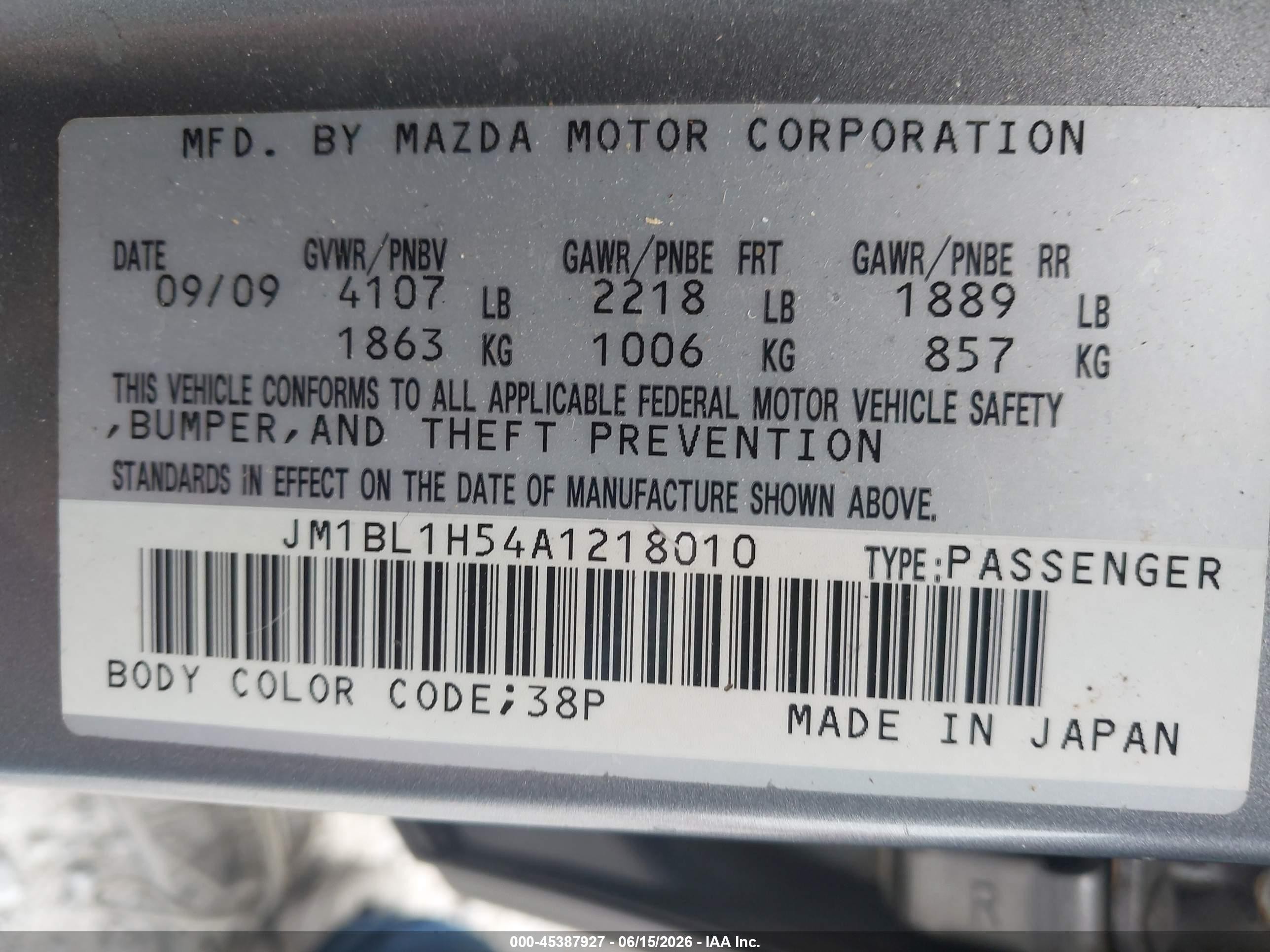 2010 Mazda Mazda3 S Sport Gray vin: JM1BL1H54A1218010