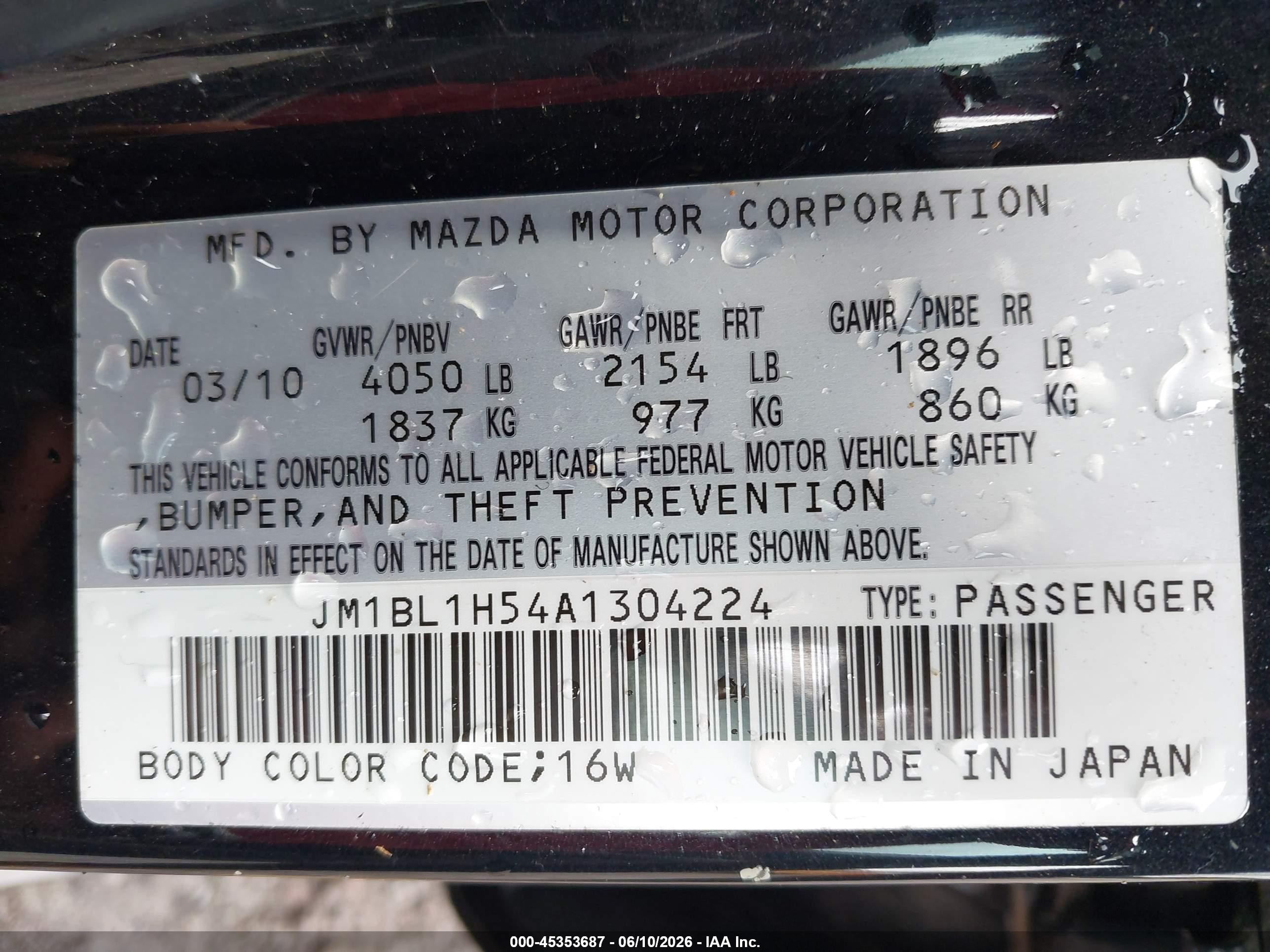 2010 Mazda Mazda3 S Sport Black vin: JM1BL1H54A1304224